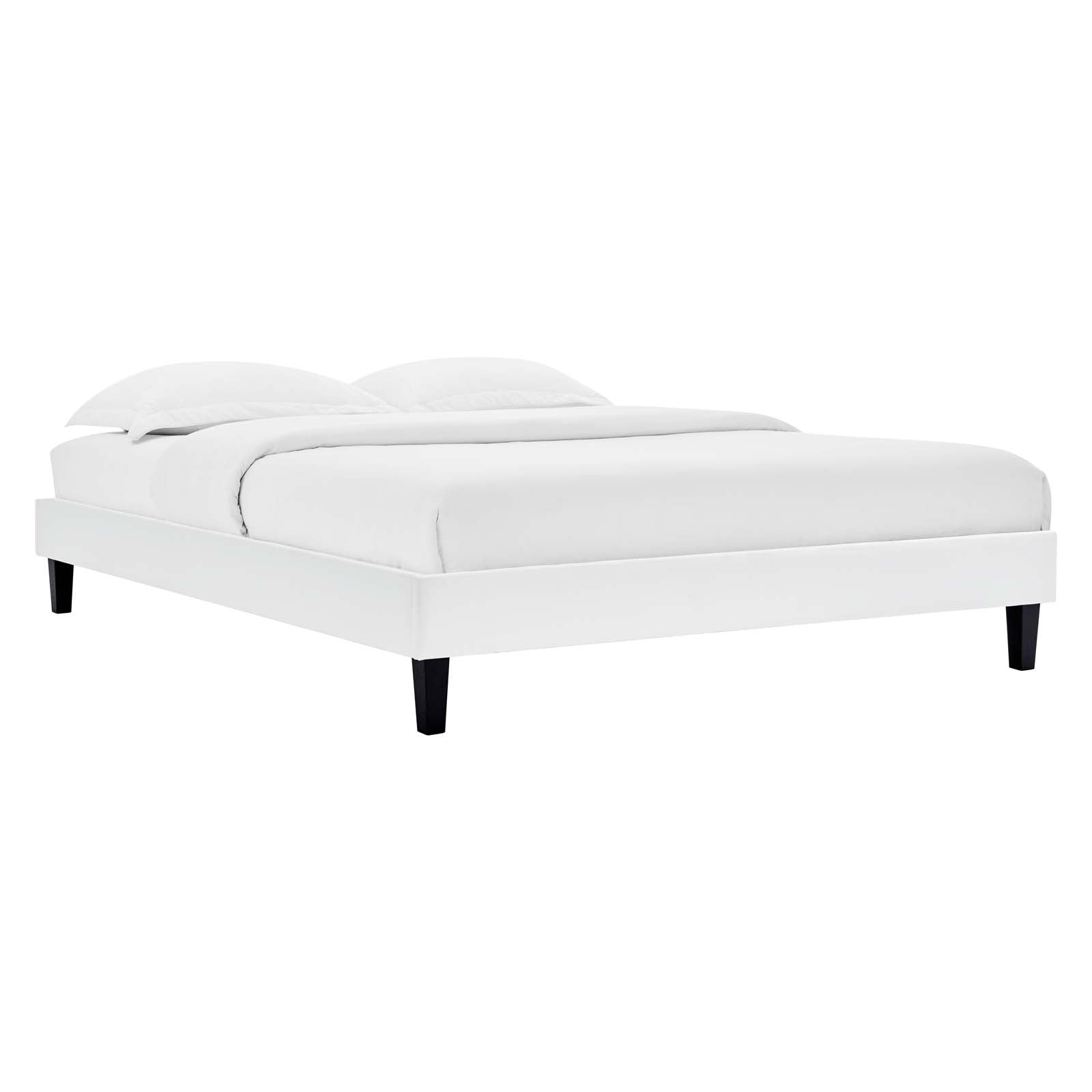 Modway Beds - Reign King Performance Velvet Platform Bed Frame White