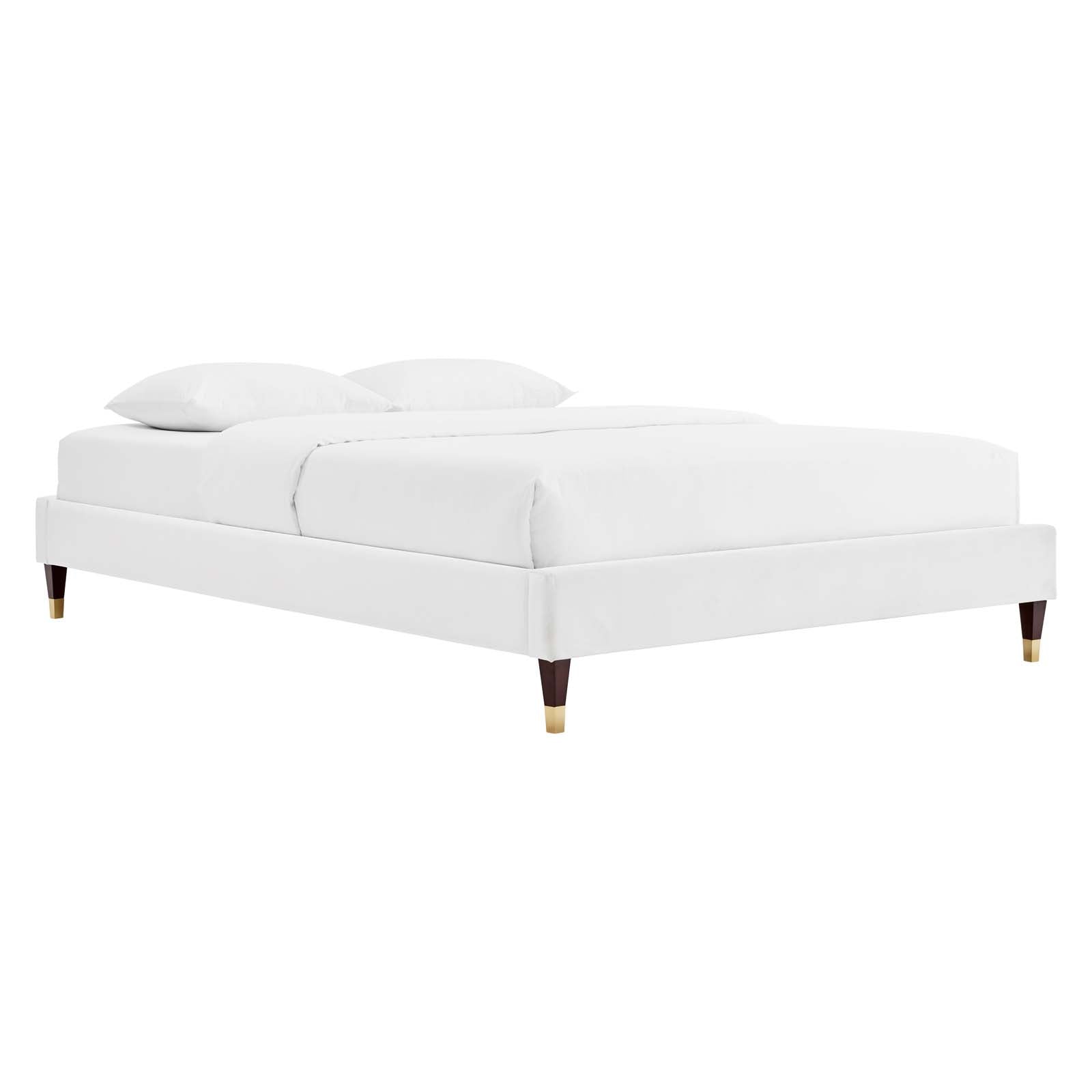 Modway Beds - Harlow Twin Performance Velvet Platform Bed Frame White