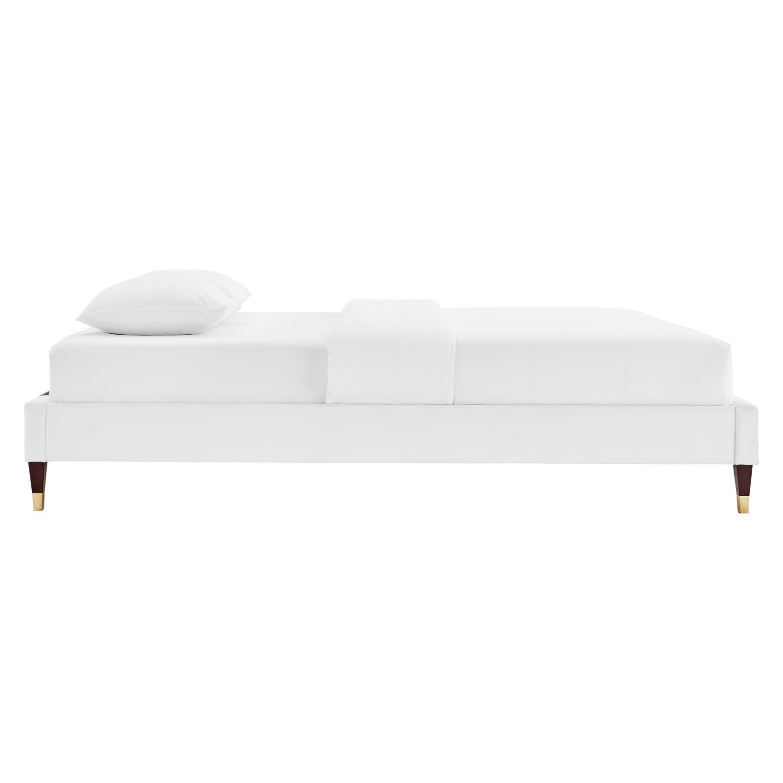Modway Beds - Harlow Twin Performance Velvet Platform Bed Frame White