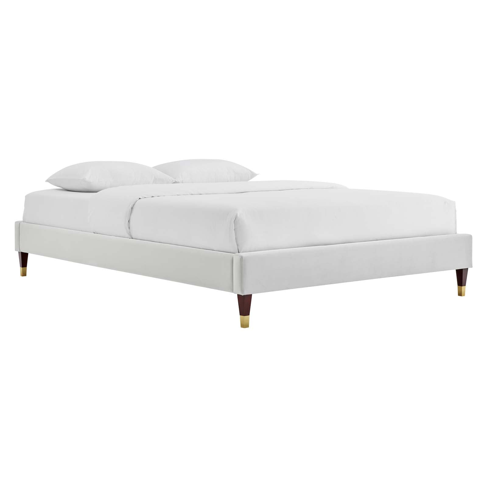 Modway Beds - Harlow Full Performance Velvet Platform Bed Frame Light Gray