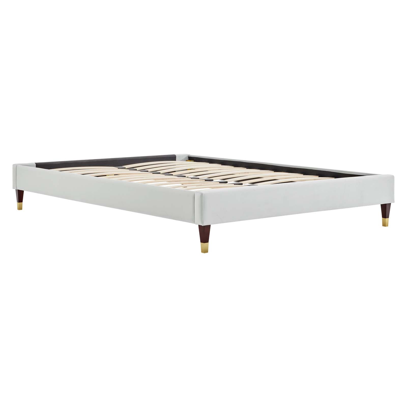 Modway Beds - Harlow Full Performance Velvet Platform Bed Frame Light Gray