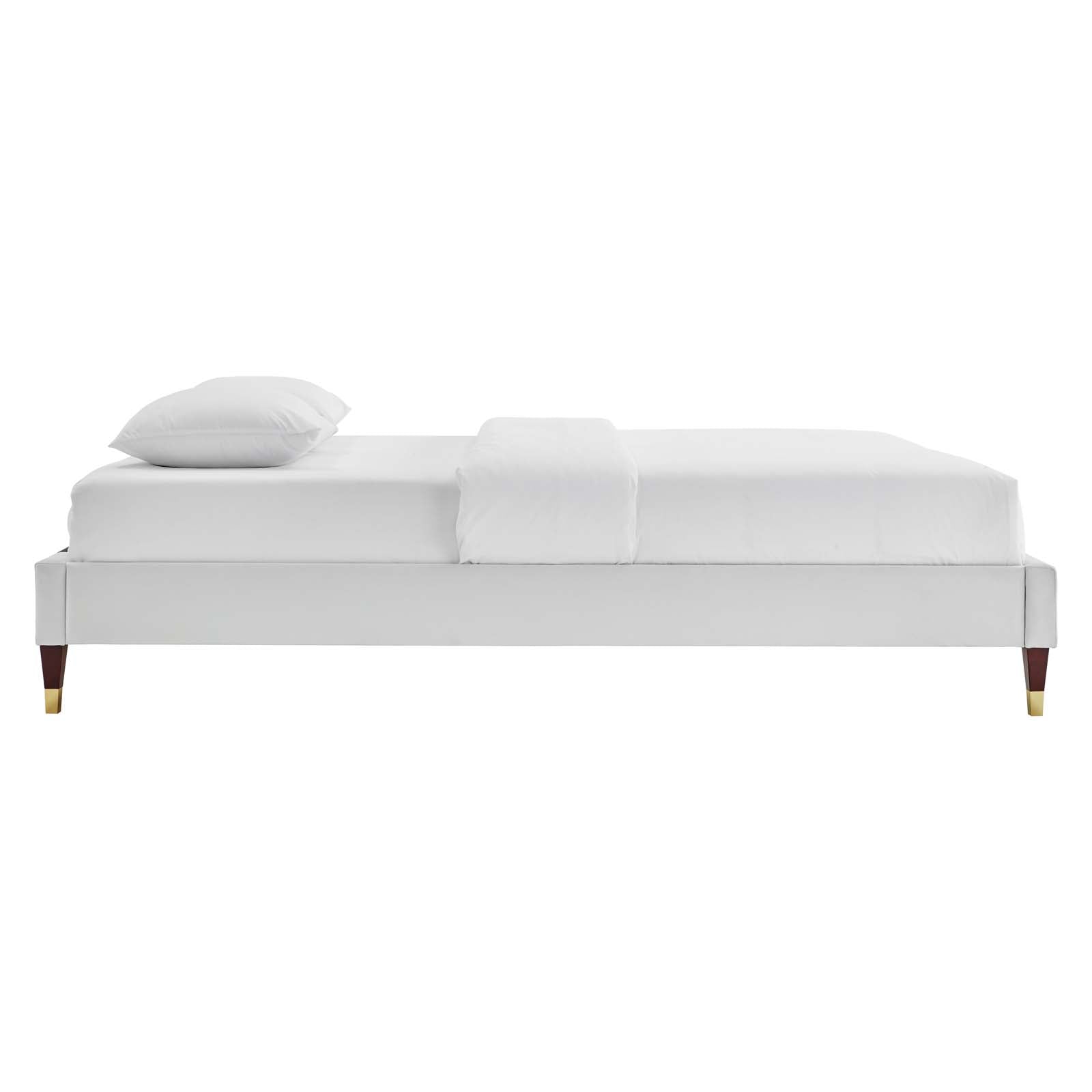 Modway Beds - Harlow Full Performance Velvet Platform Bed Frame Light Gray