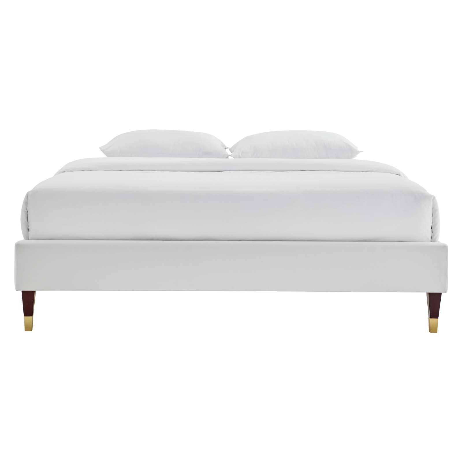 Modway Beds - Harlow Full Performance Velvet Platform Bed Frame Light Gray