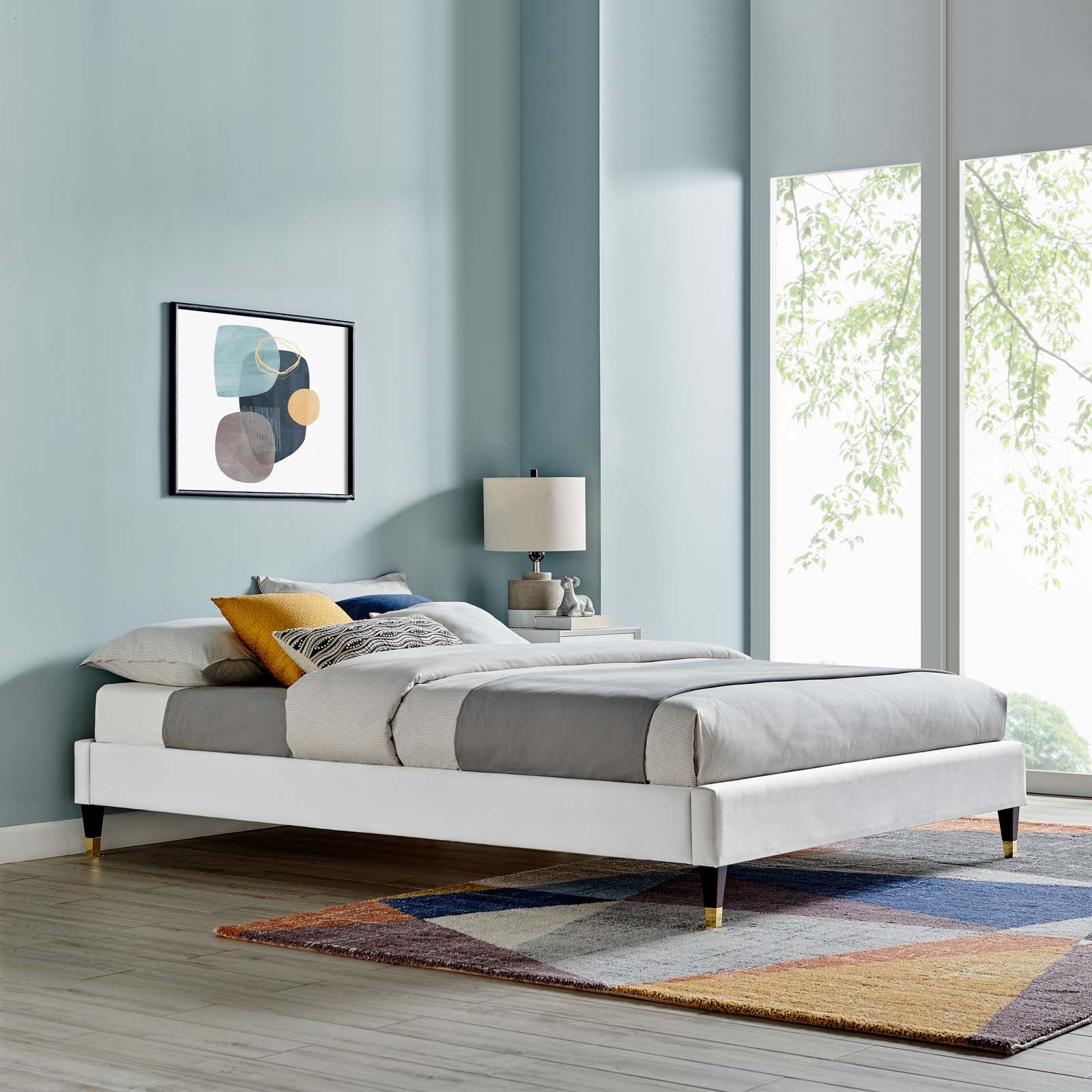 Modway Beds - Harlow Full Performance Velvet Platform Bed Frame Light Gray