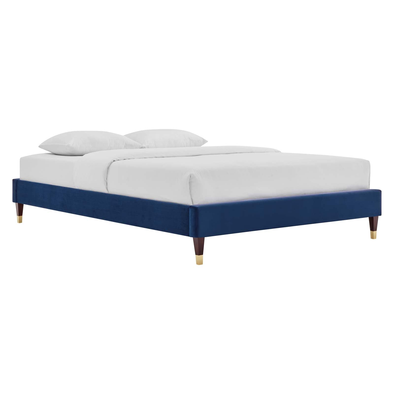 Modway Beds - Harlow Full Performance Velvet Platform Bed Frame Navy