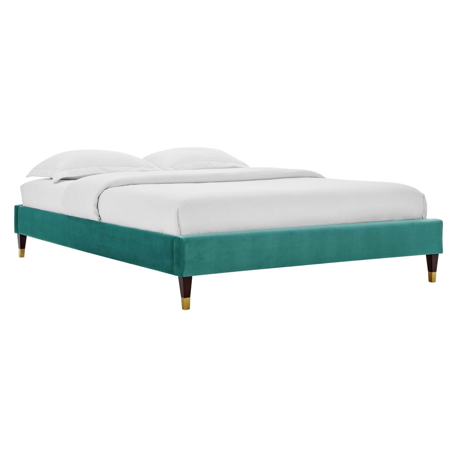 Modway Beds - Harlow Full Performance Velvet Platform Bed Frame Teal