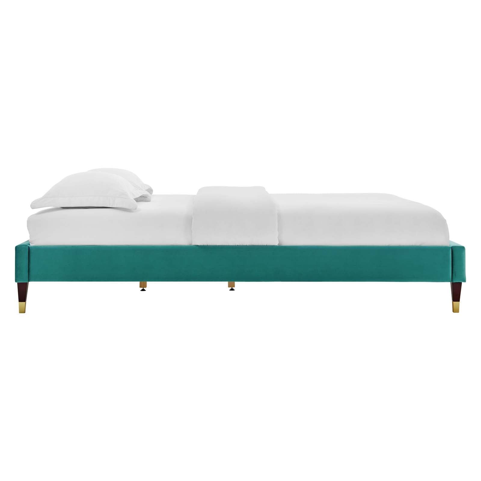 Modway Beds - Harlow Full Performance Velvet Platform Bed Frame Teal