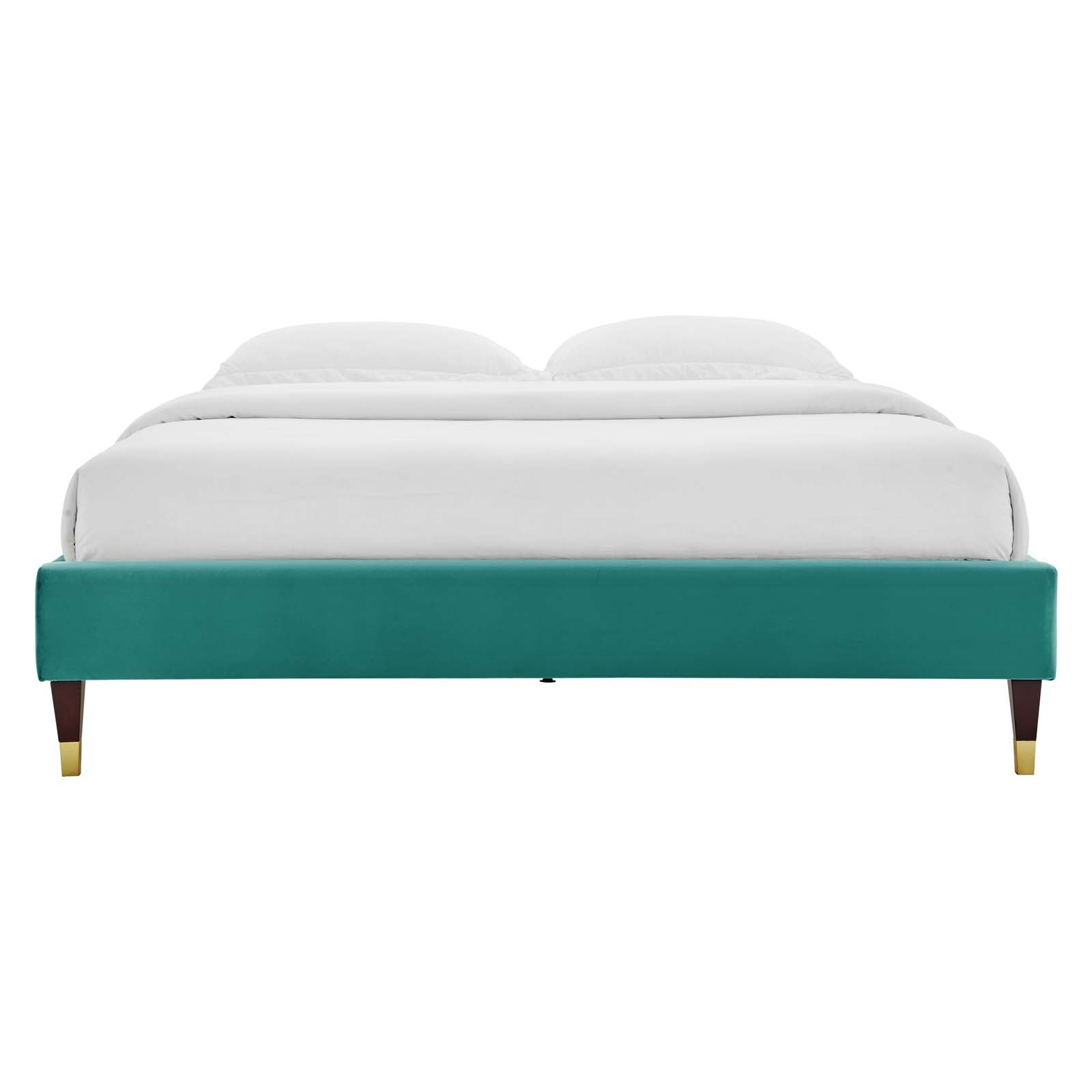 Modway Beds - Harlow Full Performance Velvet Platform Bed Frame Teal