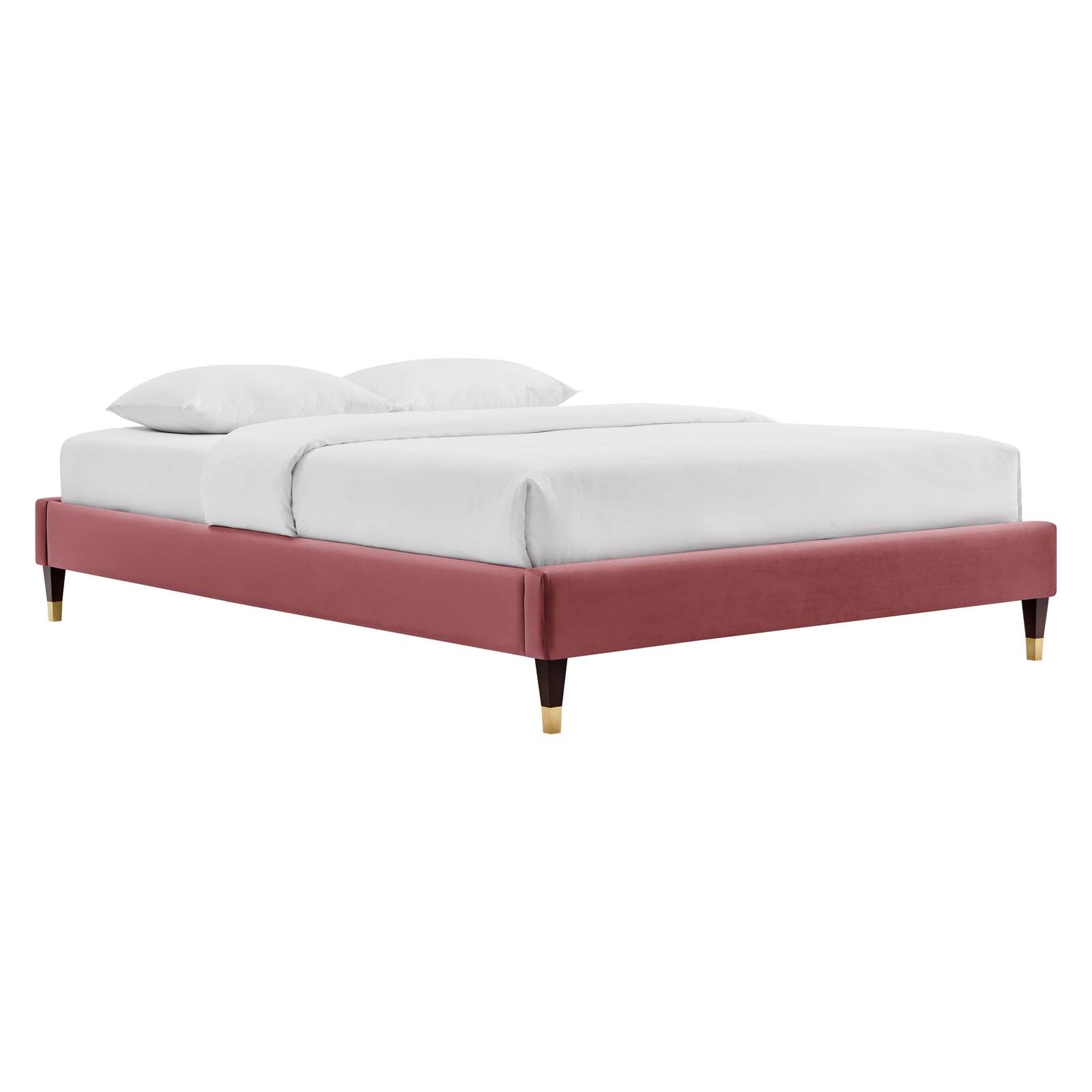 Modway Beds - Harlow King Performance Velvet Platform Bed Frame Dusty Rose
