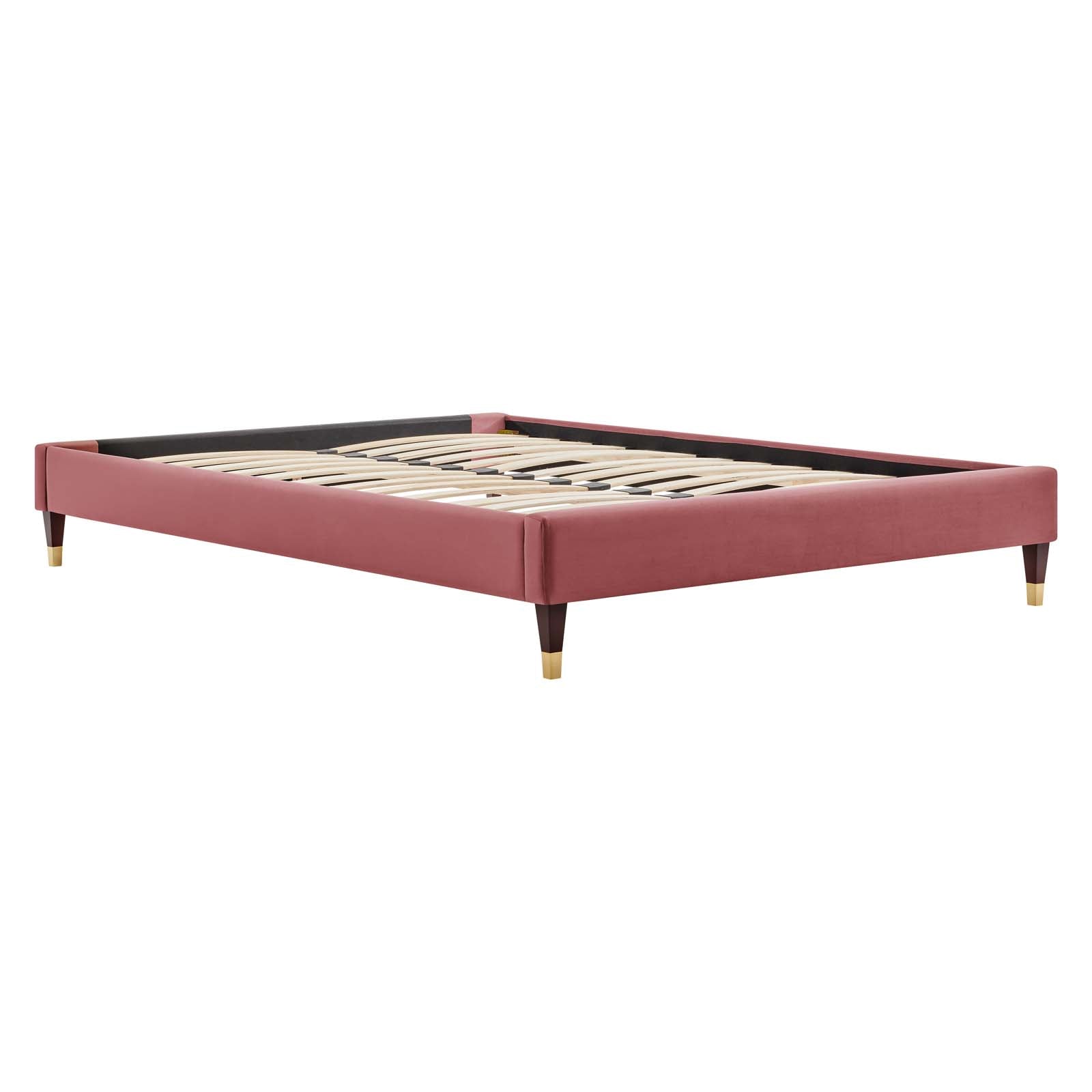 Modway Beds - Harlow King Performance Velvet Platform Bed Frame Dusty Rose