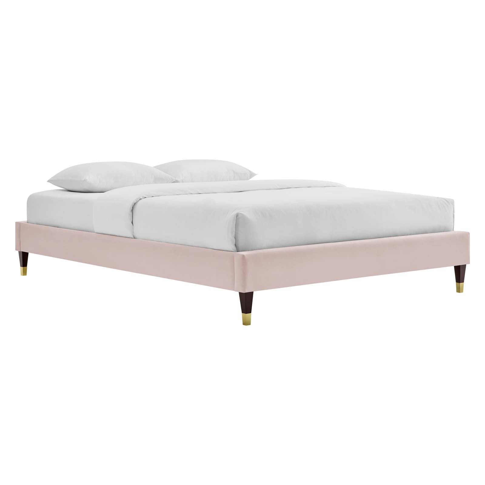 Modway Beds - Harlow King Performance Velvet Platform Bed Frame Pink