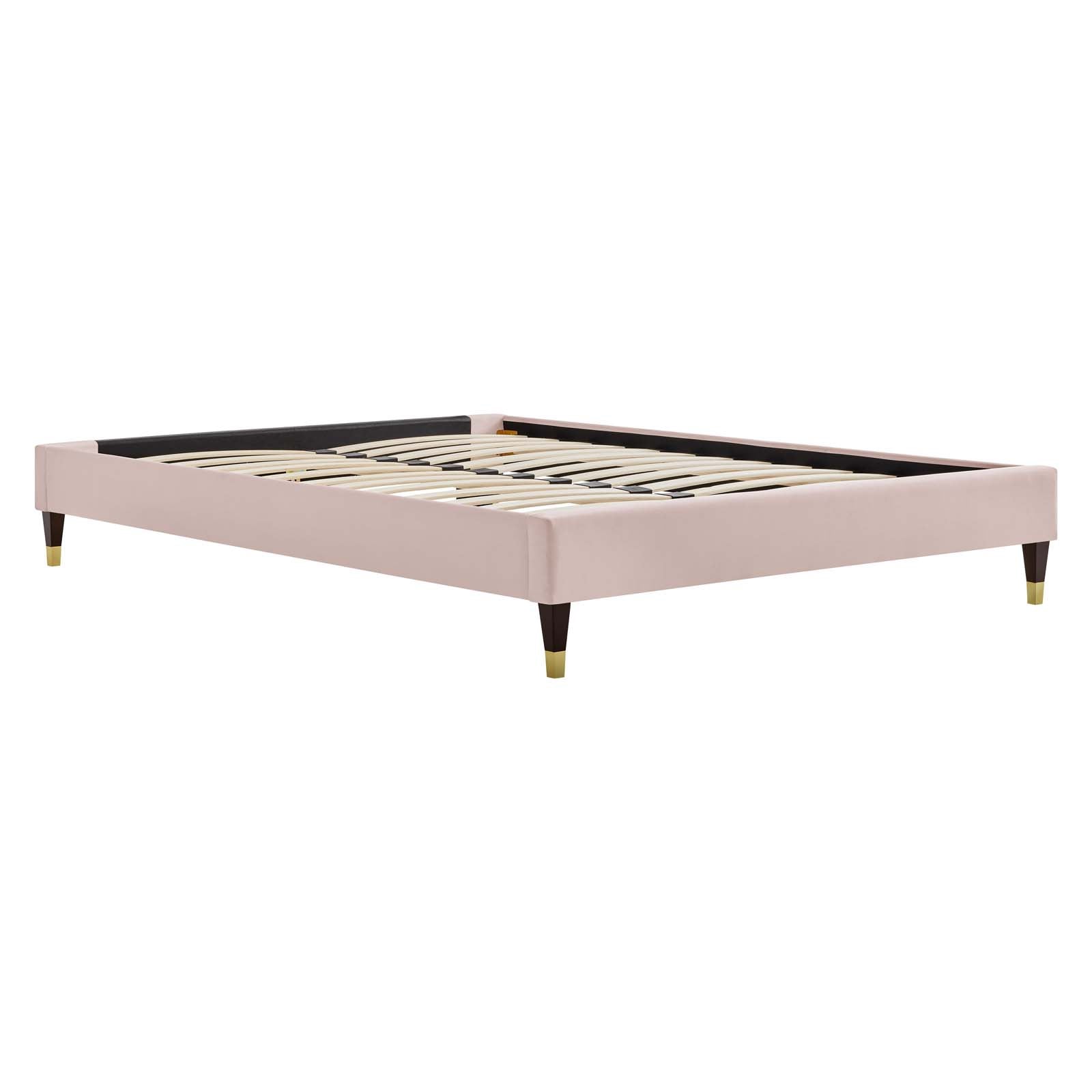 Modway Beds - Harlow King Performance Velvet Platform Bed Frame Pink