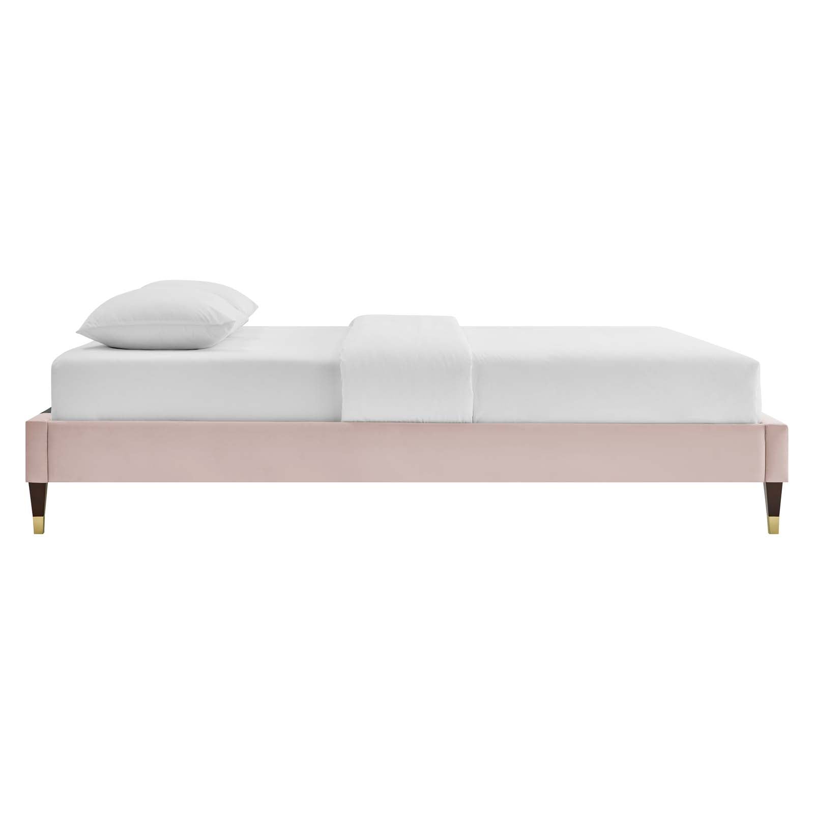 Modway Beds - Harlow King Performance Velvet Platform Bed Frame Pink