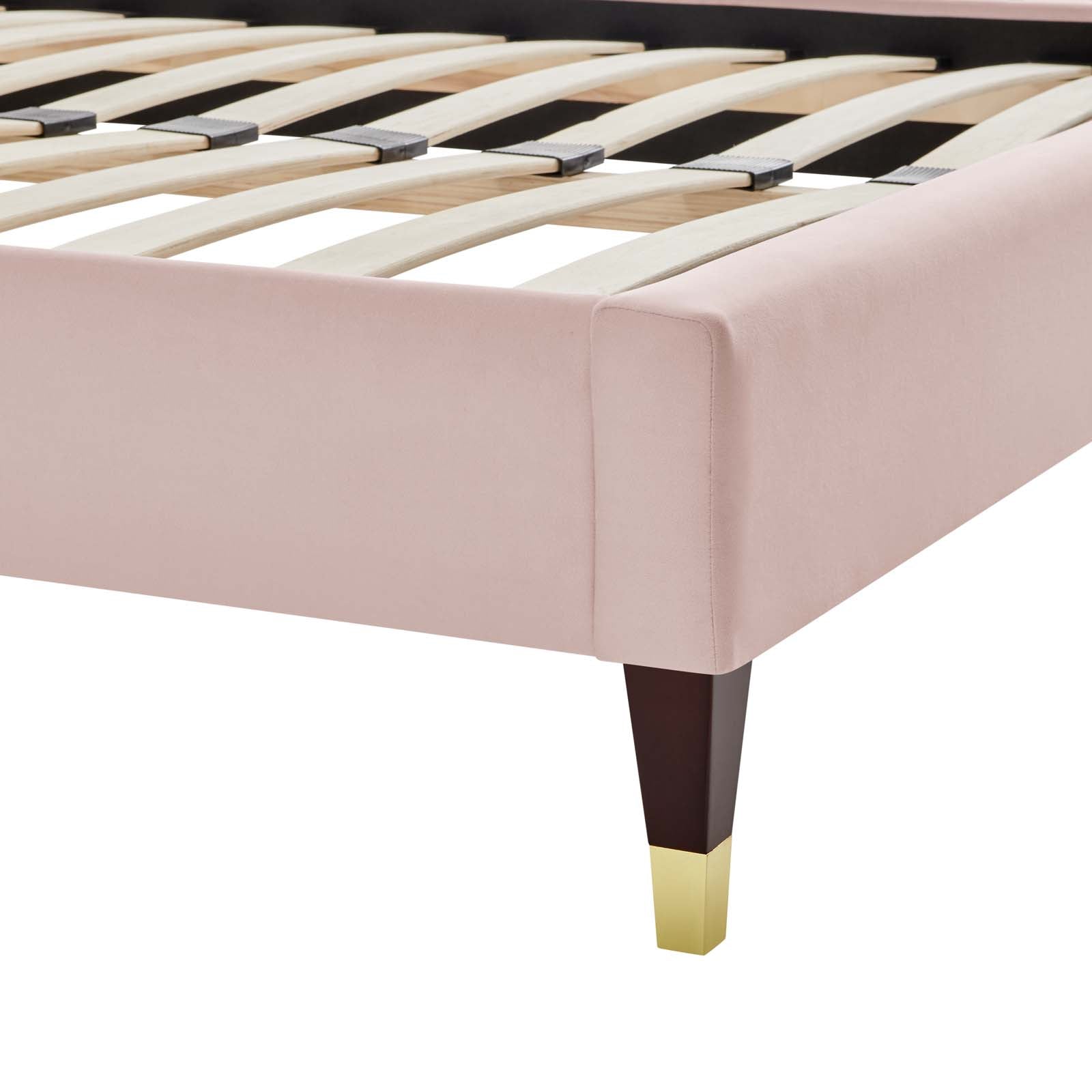 Modway Beds - Harlow King Performance Velvet Platform Bed Frame Pink