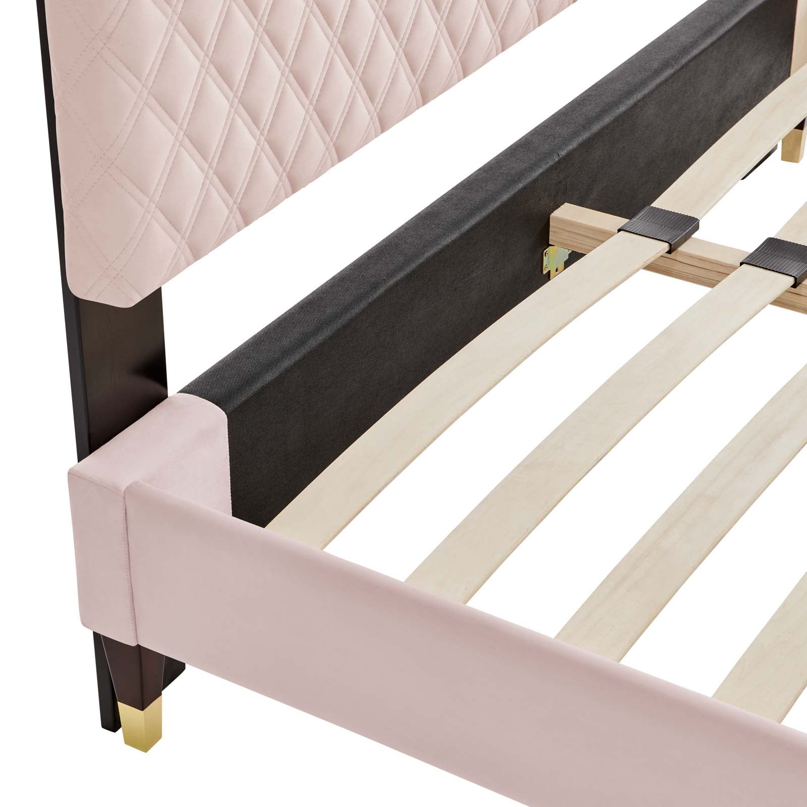Modway Beds - Harlow King Performance Velvet Platform Bed Frame Pink