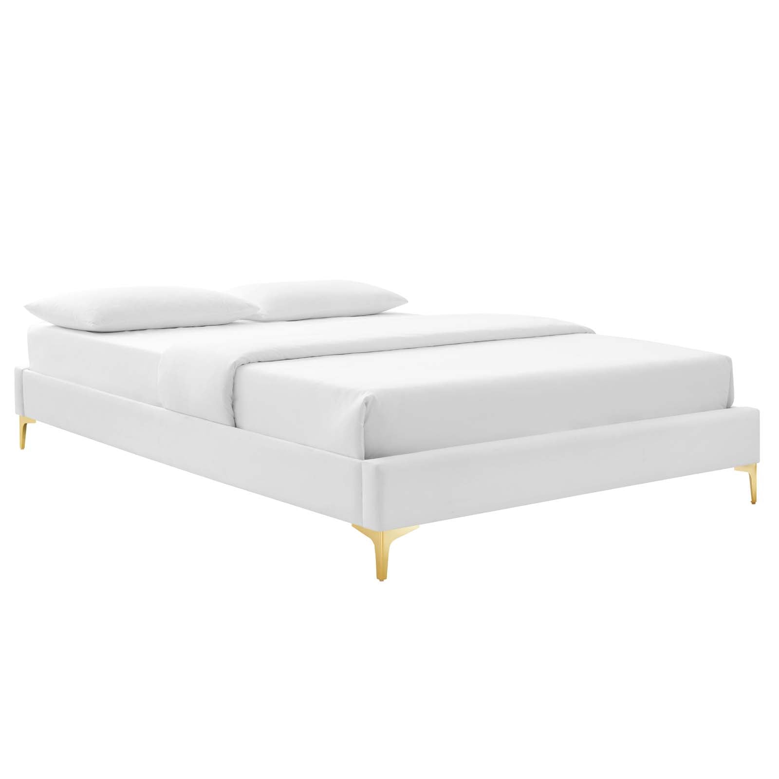 Modway Beds - Sutton-Queen-Performance-Velvet-Bed-Frame-White