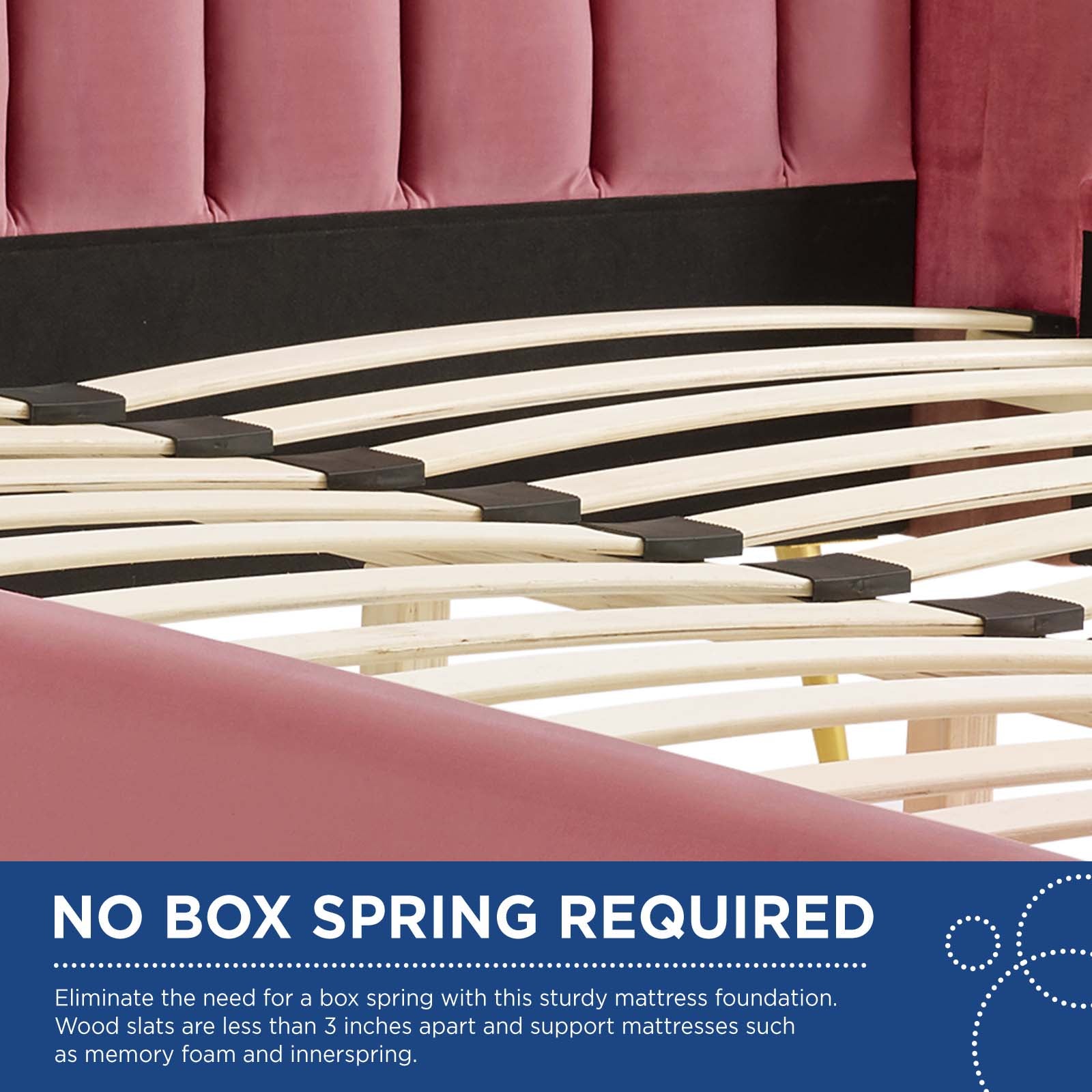 Modway Beds - Lana Queen Performance Velvet Wingback Platform Bed Dusty Rose