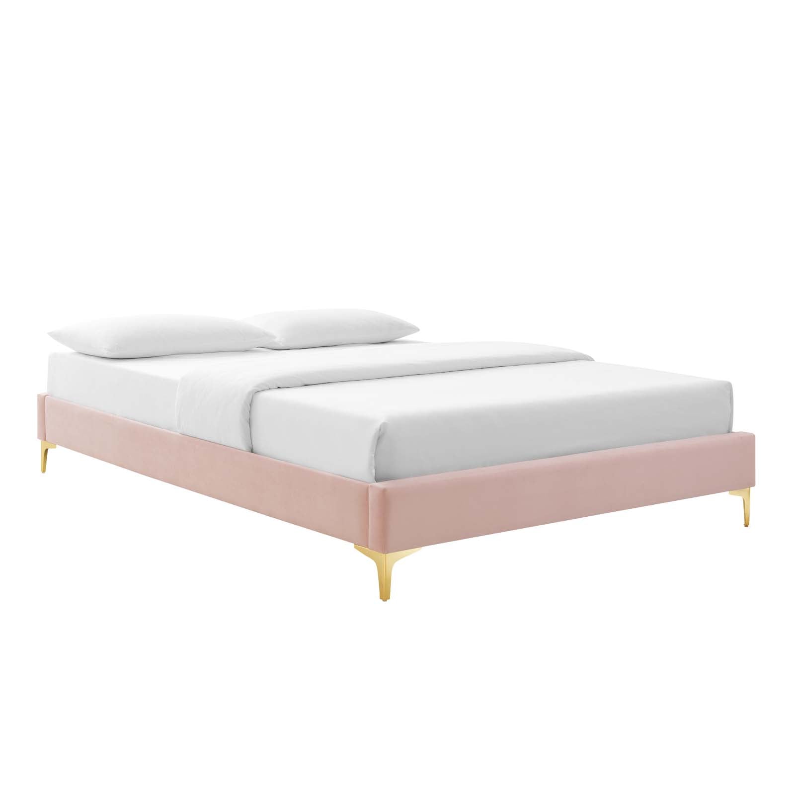 Modway Beds - Sutton King Performance Velvet Bed Frame Pink