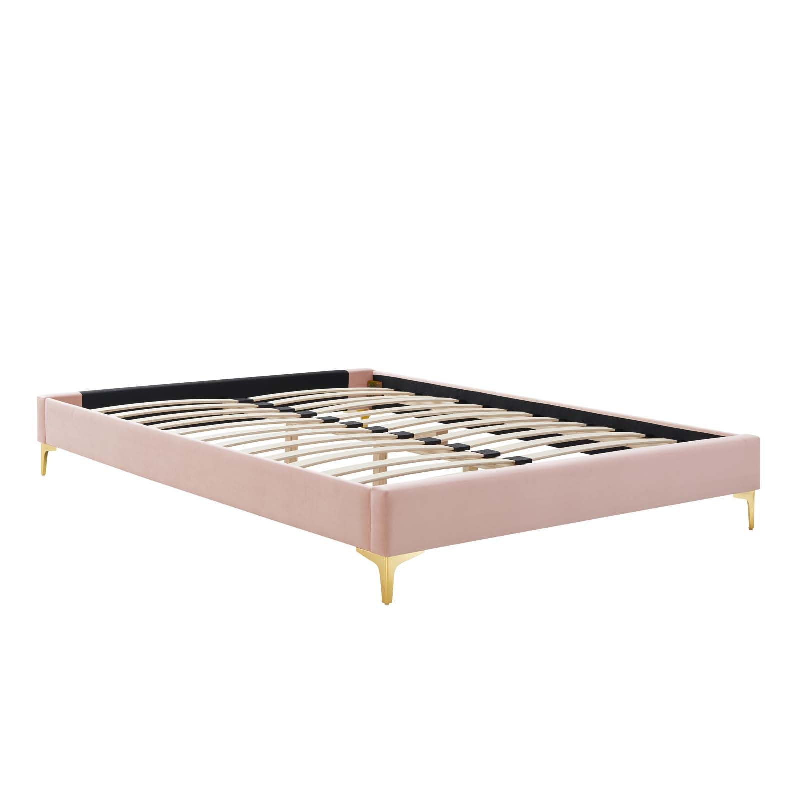Modway Beds - Sutton King Performance Velvet Bed Frame Pink