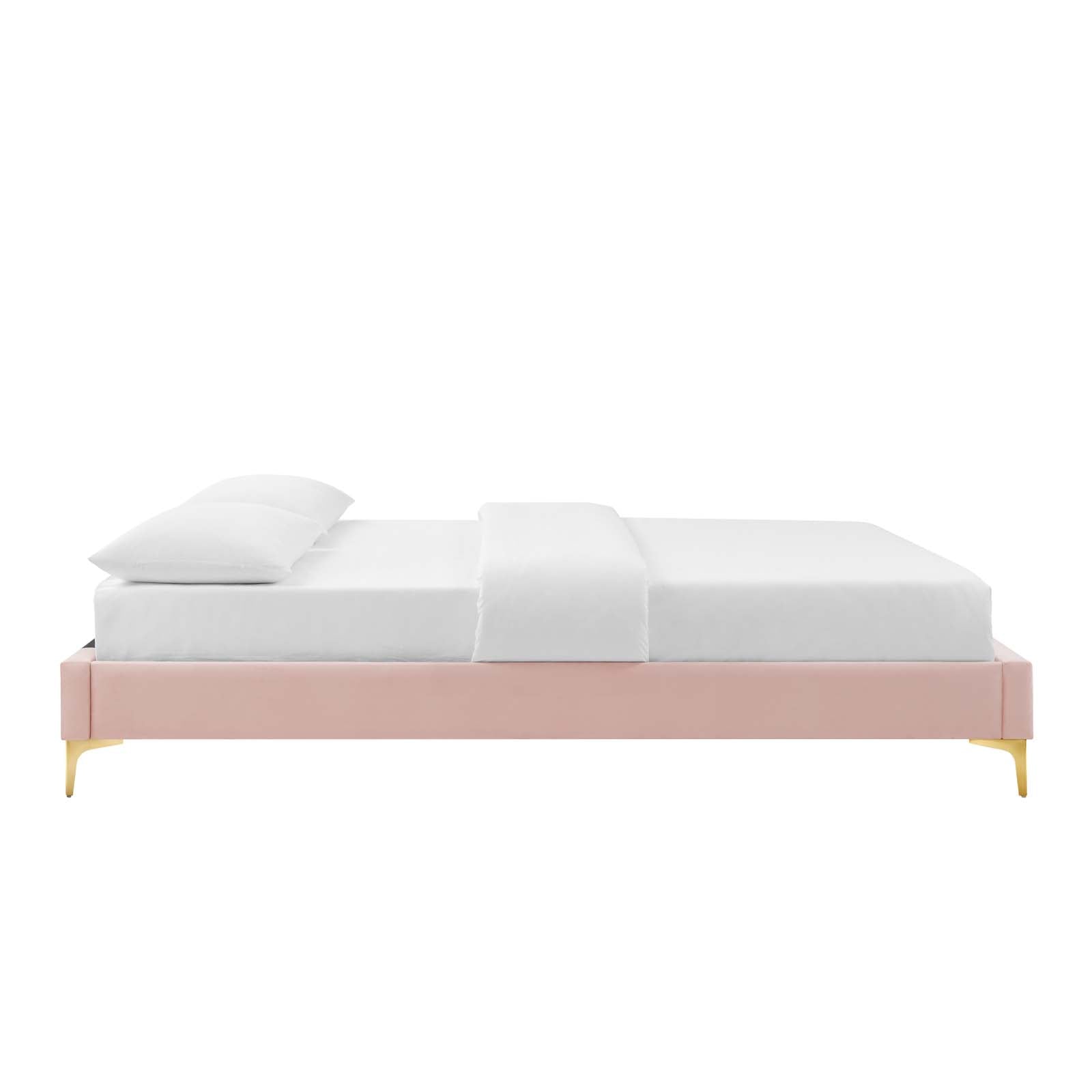 Modway Beds - Sutton King Performance Velvet Bed Frame Pink