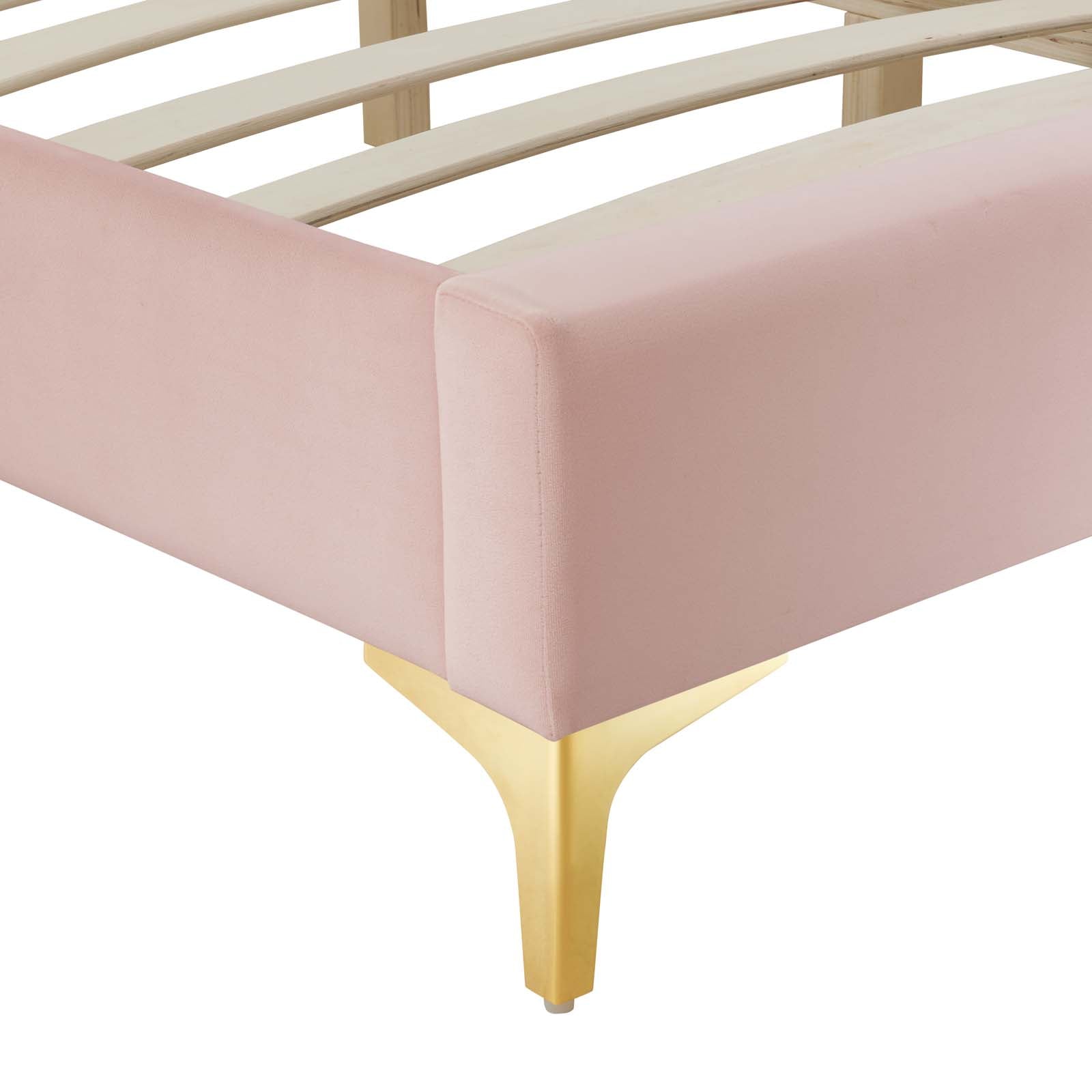 Modway Beds - Sutton King Performance Velvet Bed Frame Pink
