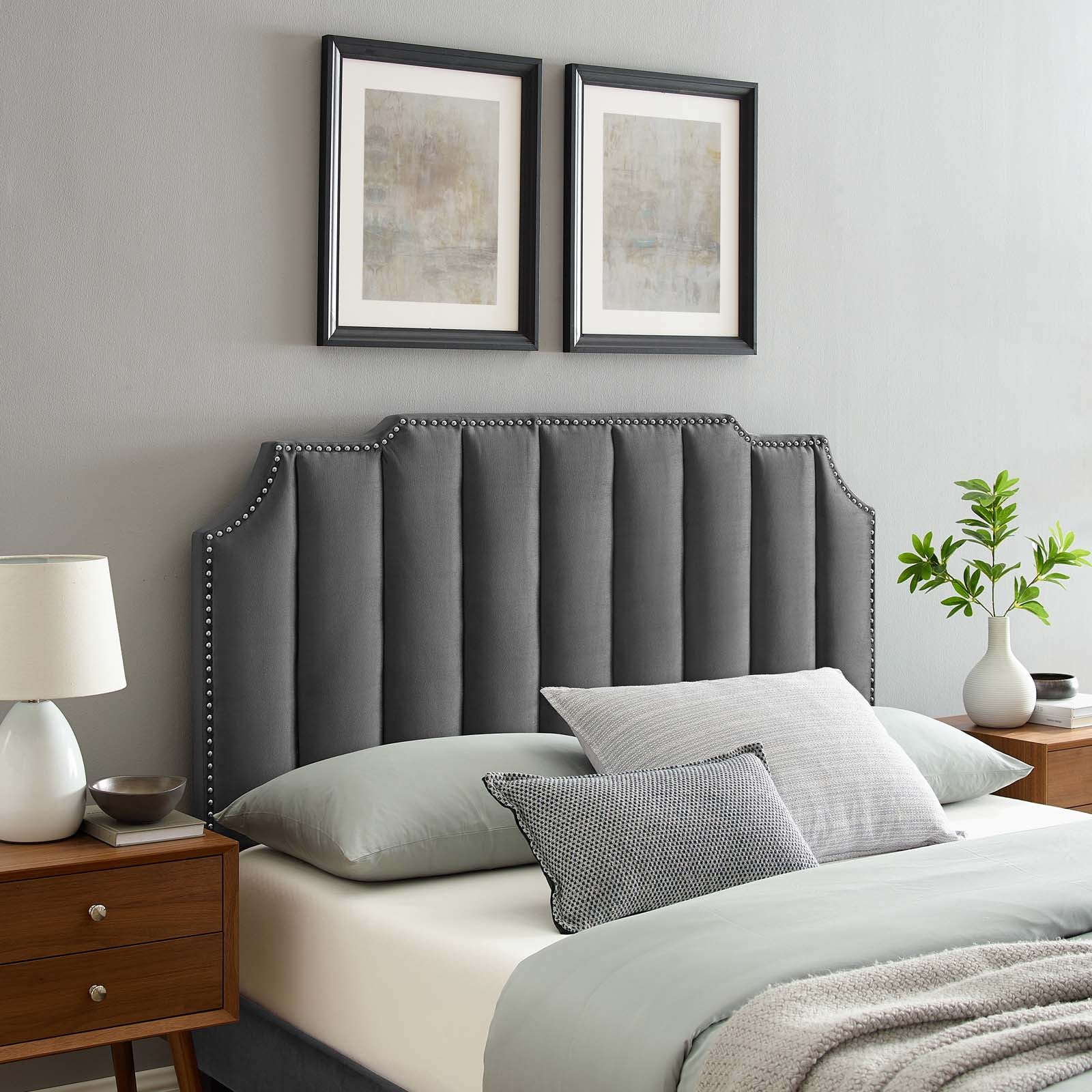 Modway Headboards - Rosalind Performance Velvet Twin Headboard Charcoal