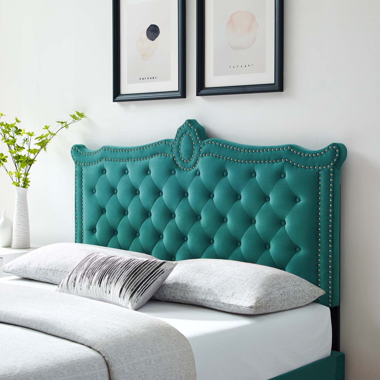 Modway Headboards - Louisa Tufted Performance Velvet Twin Headboard Teal