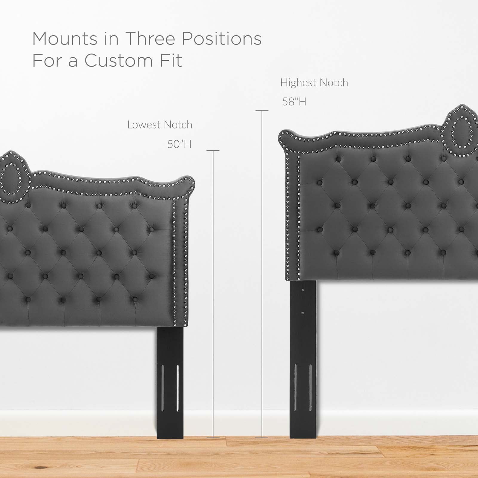 Modway Headboards - Louisa Tufted Performance Velvet Full/Queen Headboard Charcoal