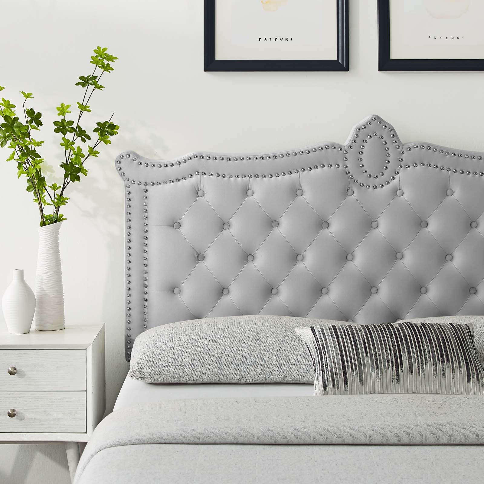 Modway Headboards - Louisa Tufted Performance Velvet Full/Queen Headboard Light Gray