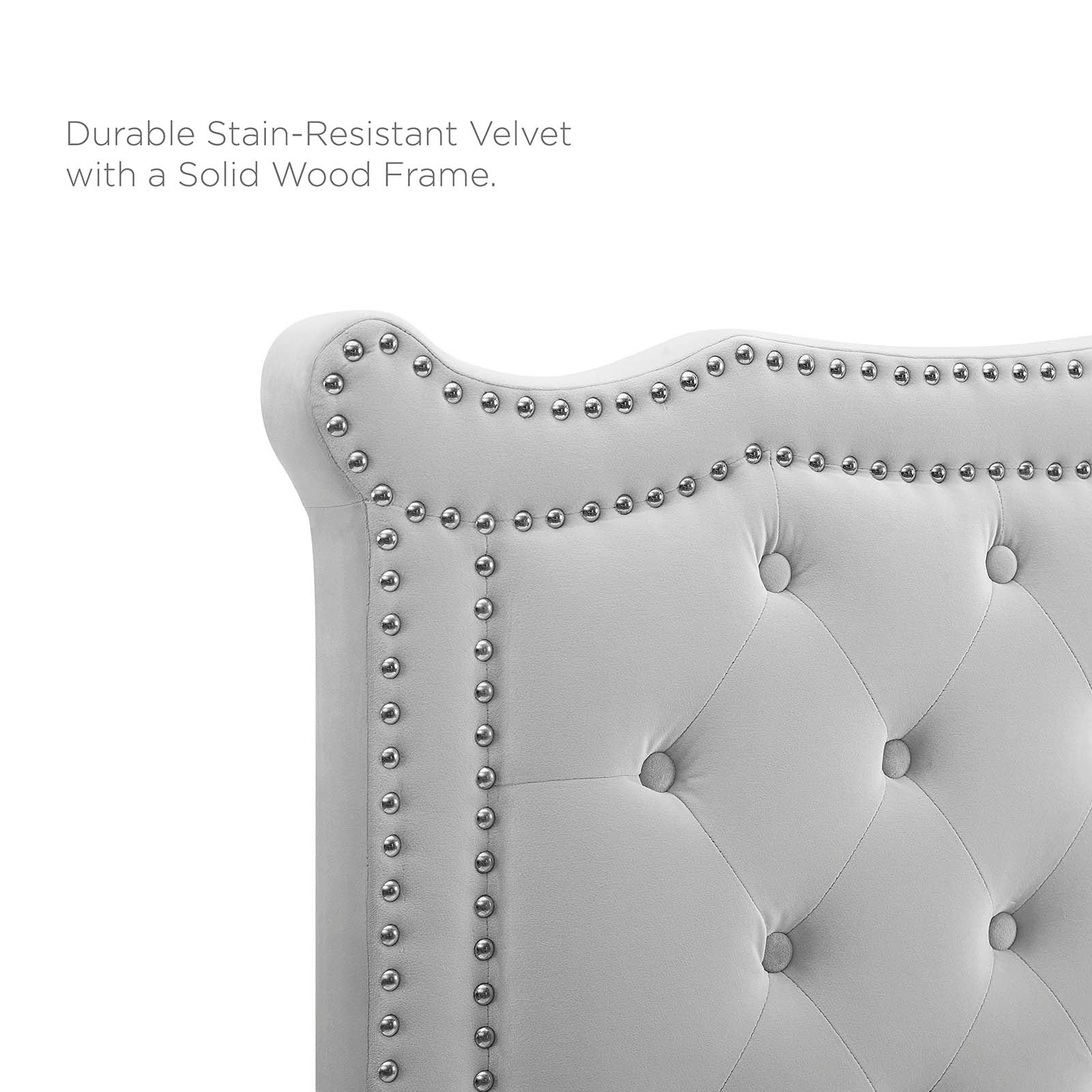 Modway Headboards - Louisa Tufted Performance Velvet Full/Queen Headboard Light Gray