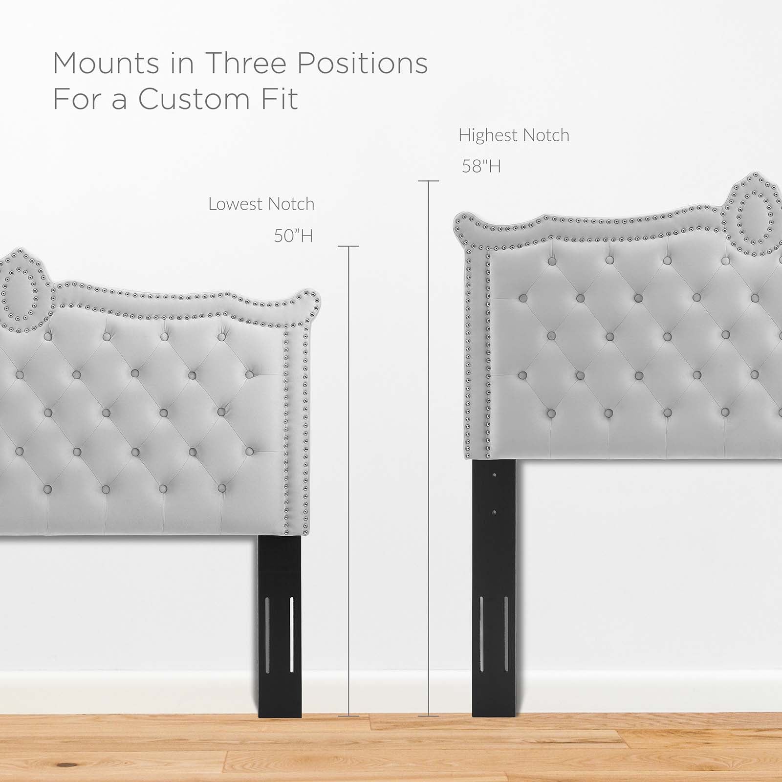 Modway Headboards - Louisa Tufted Performance Velvet Full/Queen Headboard Light Gray