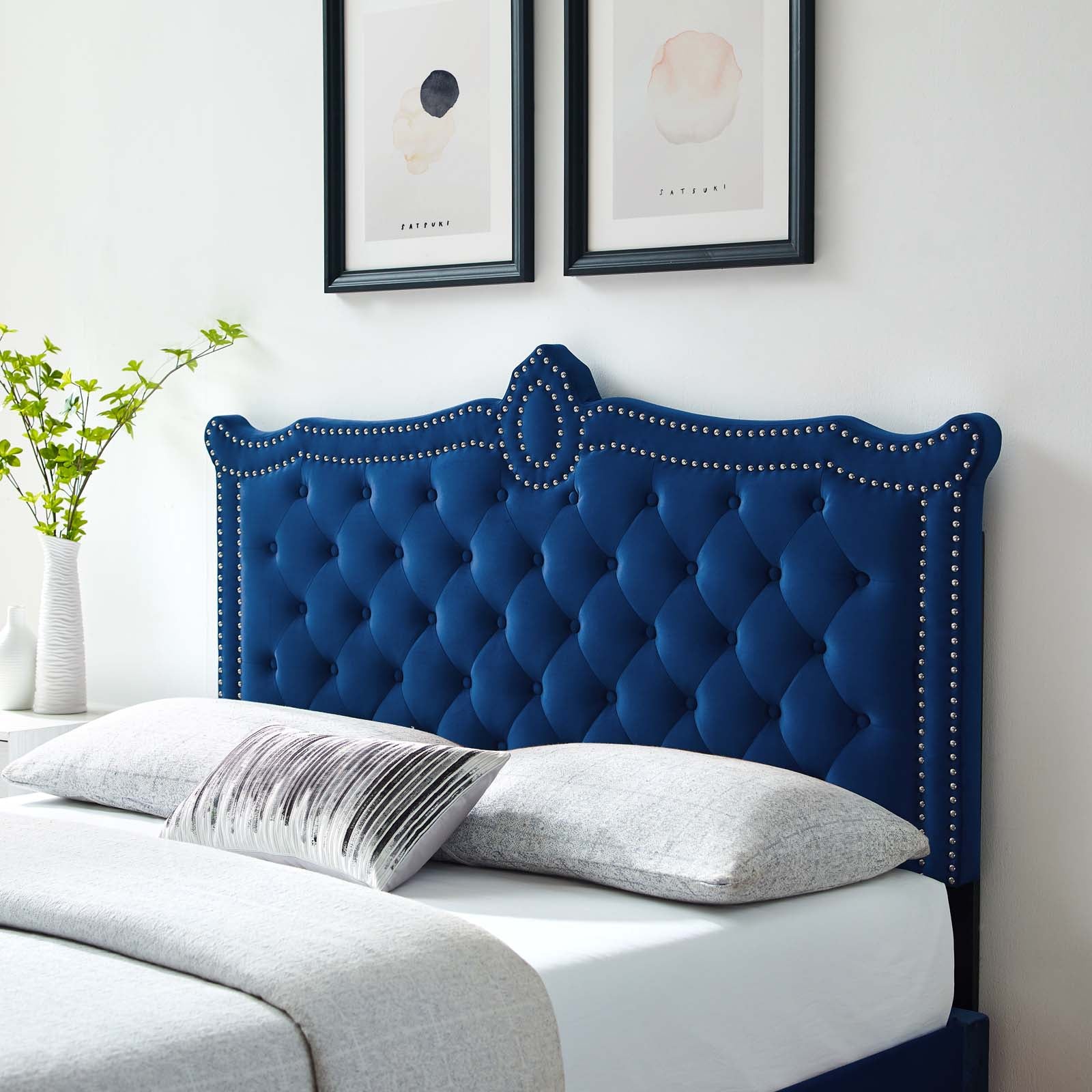 Modway Headboards - Louisa Tufted Performance Velvet Full/Queen Headboard Navy