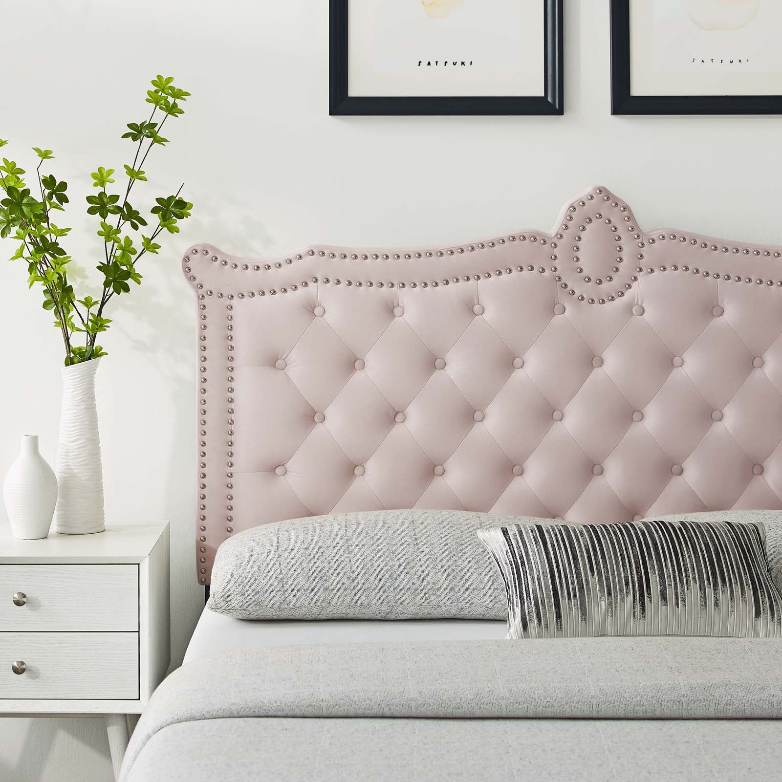 Modway Headboards - Louisa Tufted Performance Velvet Full/Queen Headboard Pink