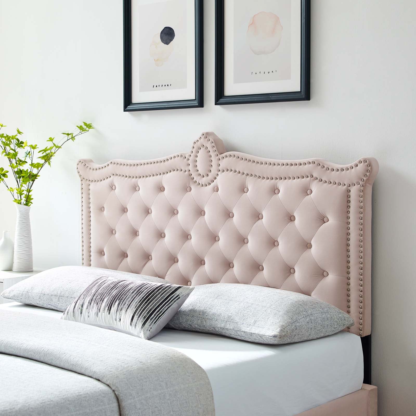 Modway Headboards - Louisa Tufted Performance Velvet Full/Queen Headboard Pink