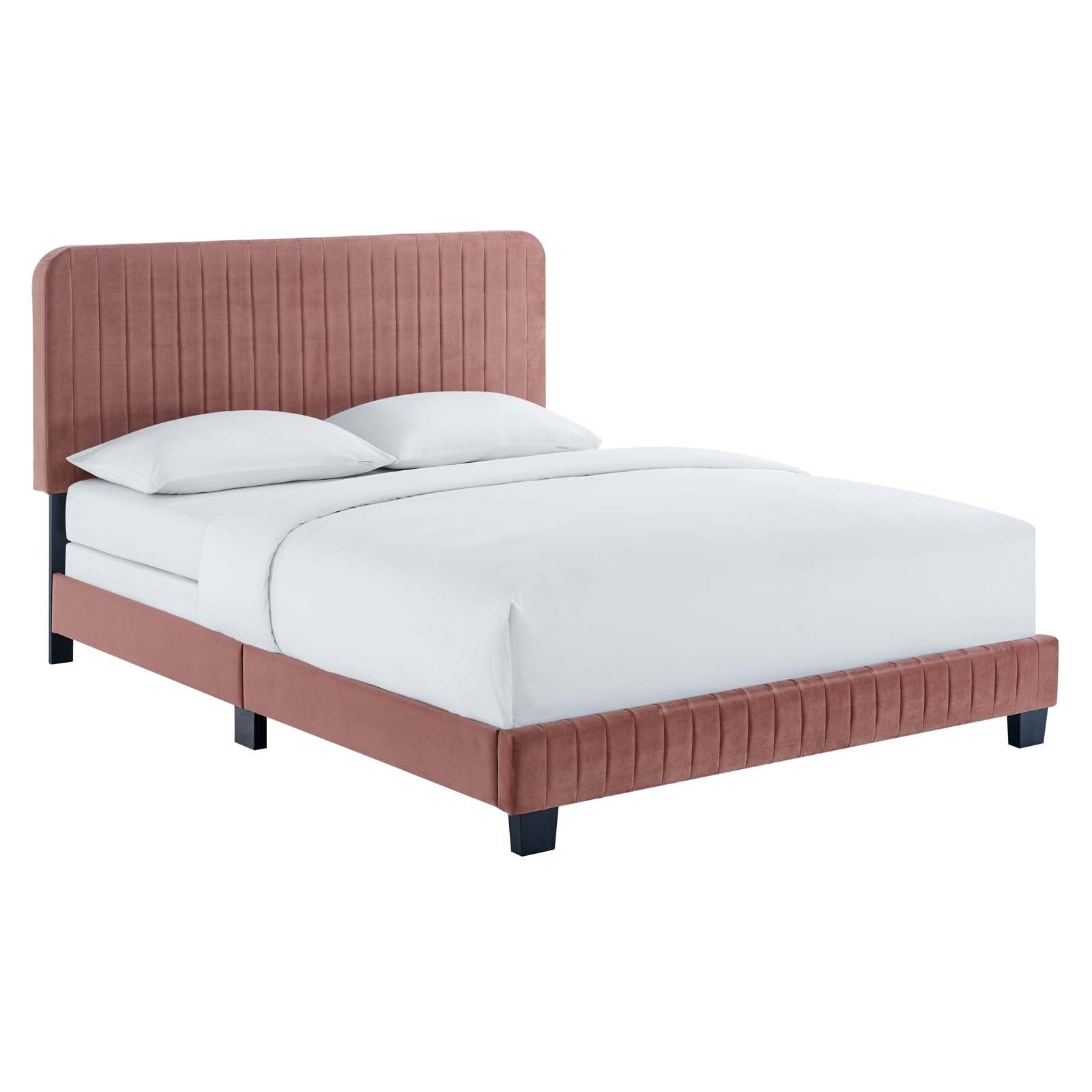 Modway Beds - Celine Channel Tufted Performance Velvet King Bed Dusty Rose