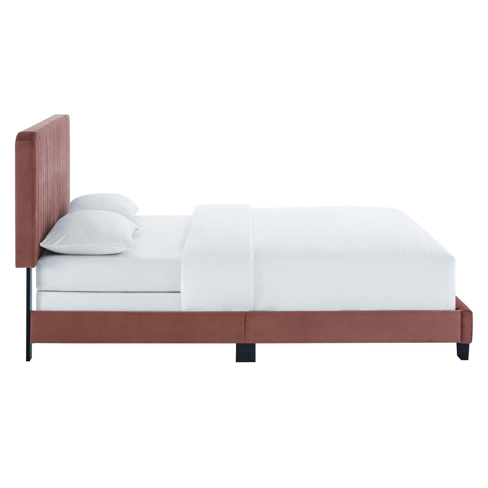 Modway Beds - Celine Channel Tufted Performance Velvet King Bed Dusty Rose