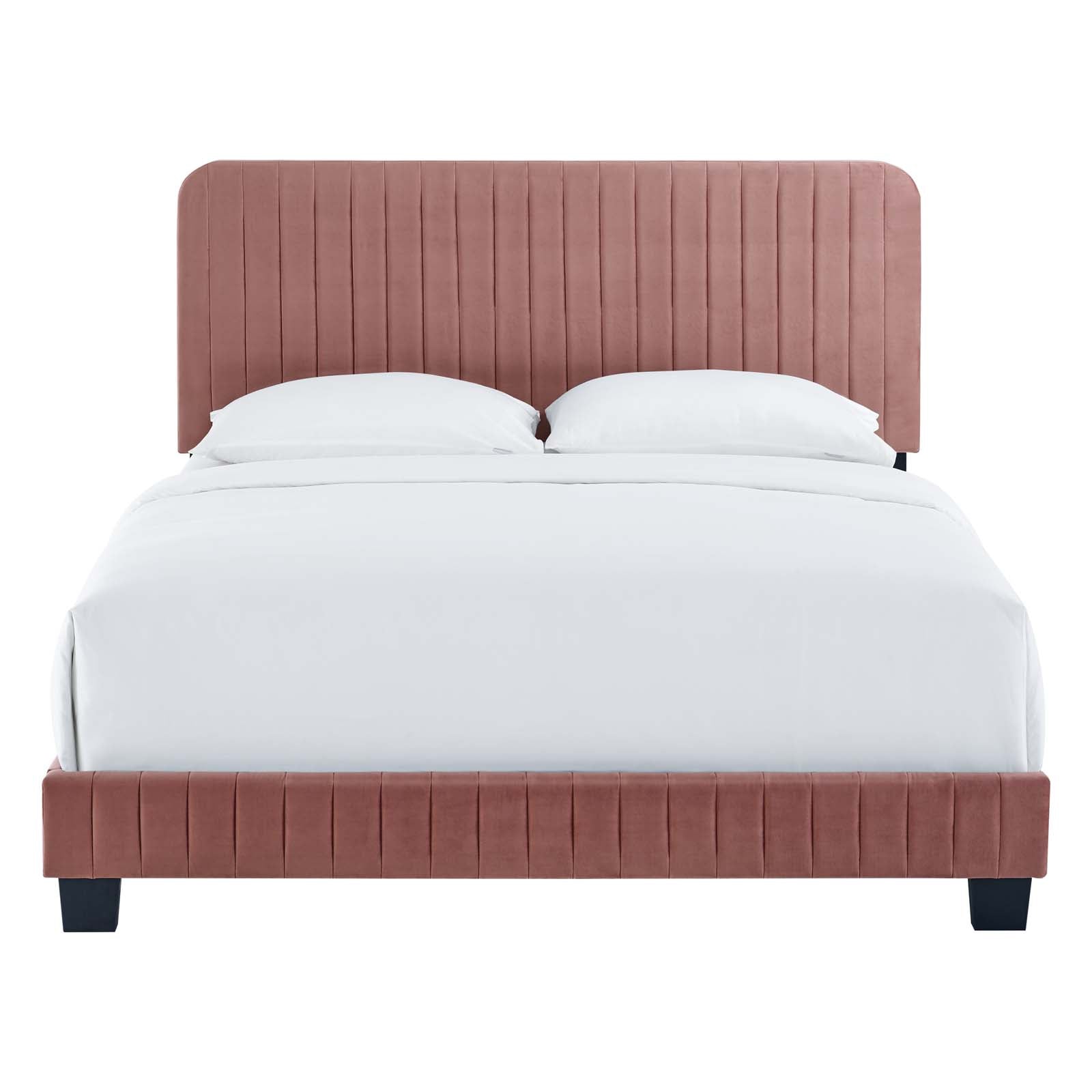 Modway Beds - Celine Channel Tufted Performance Velvet King Bed Dusty Rose