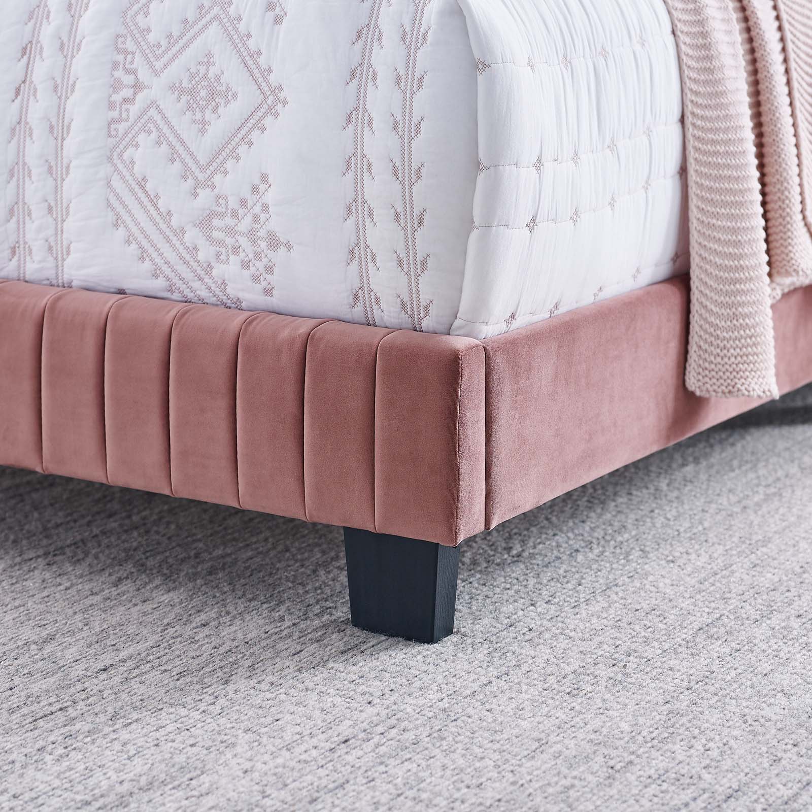 Modway Beds - Celine Channel Tufted Performance Velvet King Bed Dusty Rose