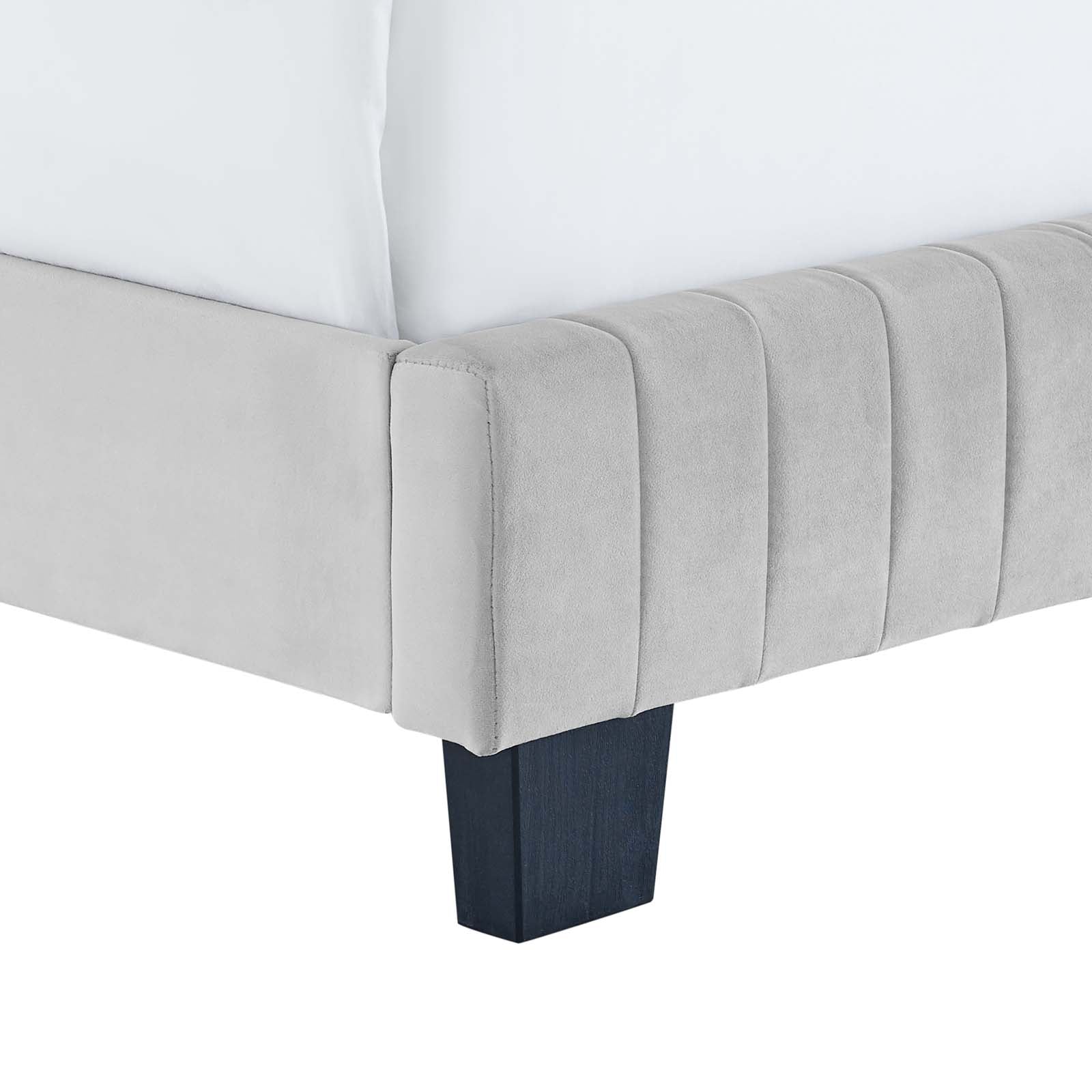 Modway Beds - Celine Channel Tufted Performance Velvet King Bed Light Gray