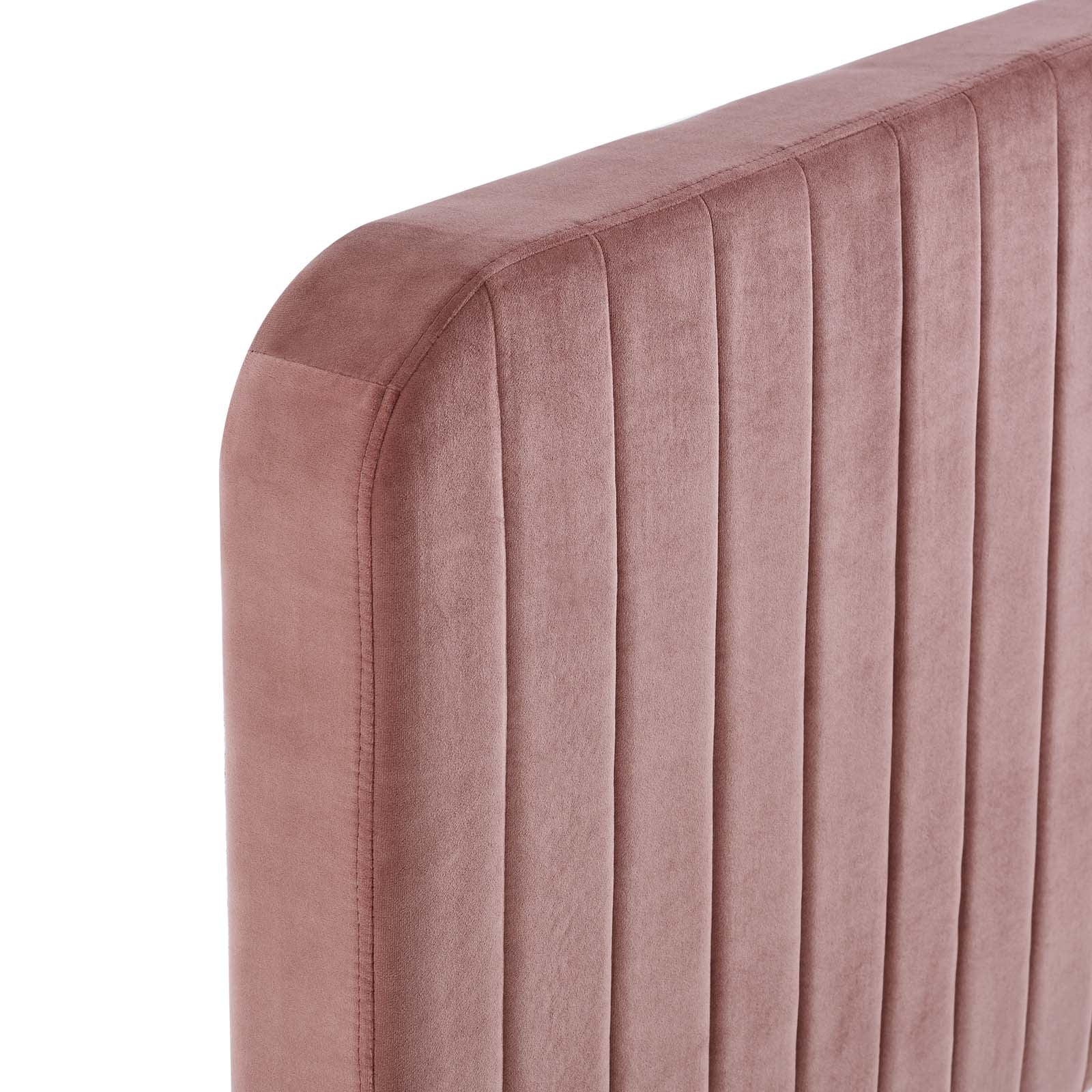 Modway Beds - Celine Channel Tufted Performance Velvet Queen Bed Dusty Rose