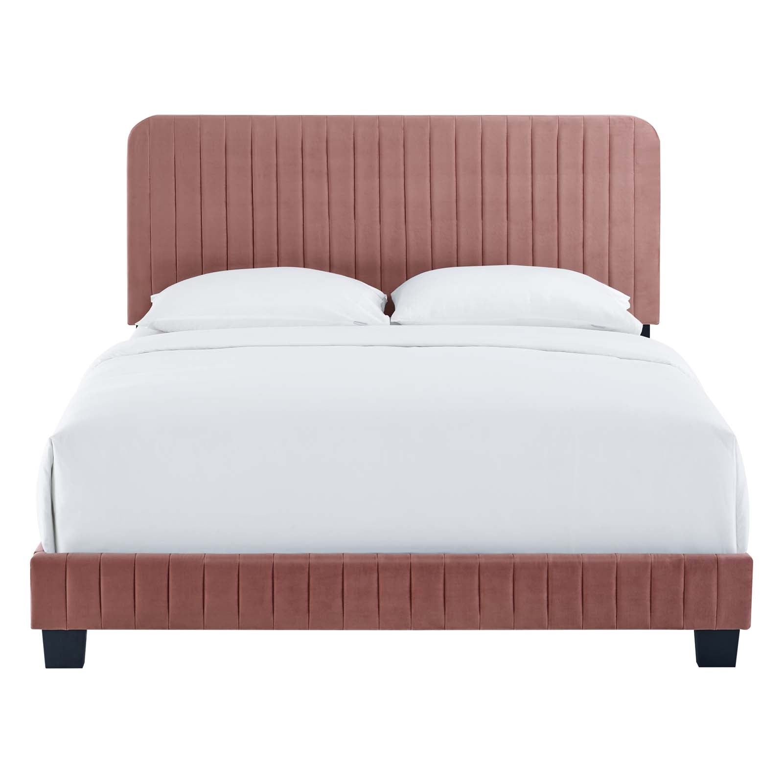 Modway Beds - Celine Channel Tufted Performance Velvet Queen Bed Dusty Rose