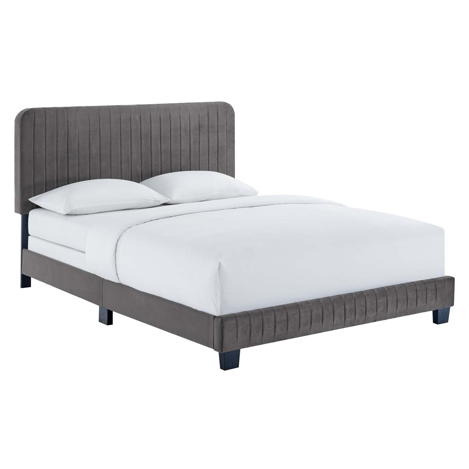Modway Beds - Celine Channel Tufted Performance Velvet Queen Bed Gray