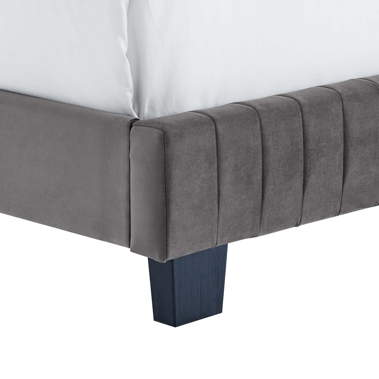 Modway Beds - Celine Channel Tufted Performance Velvet Queen Bed Gray