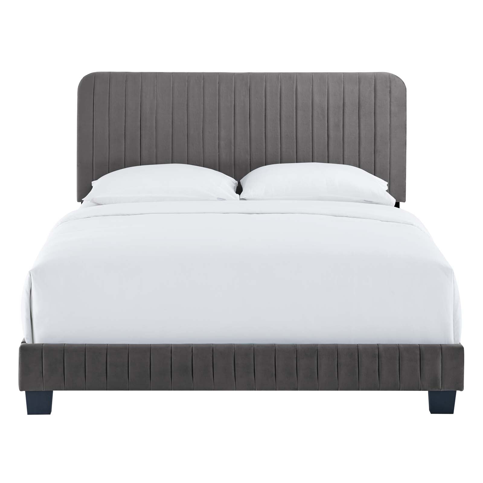 Modway Beds - Celine Channel Tufted Performance Velvet Queen Bed Gray