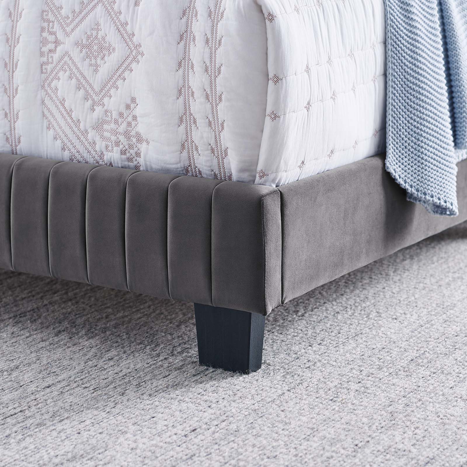 Modway Beds - Celine Channel Tufted Performance Velvet Queen Bed Gray