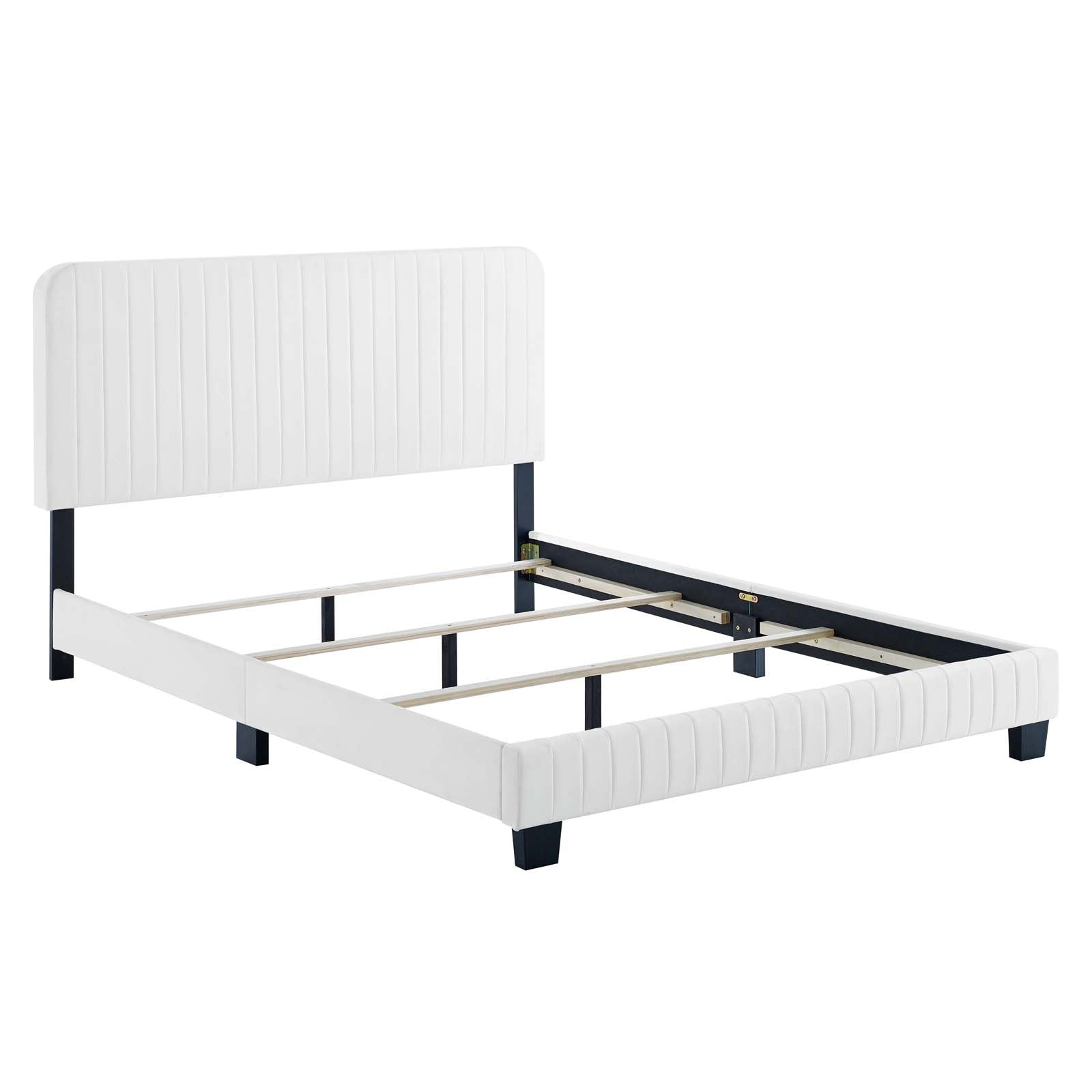 Modway Beds - Celine Channel Tufted Performance Velvet Queen Bed White