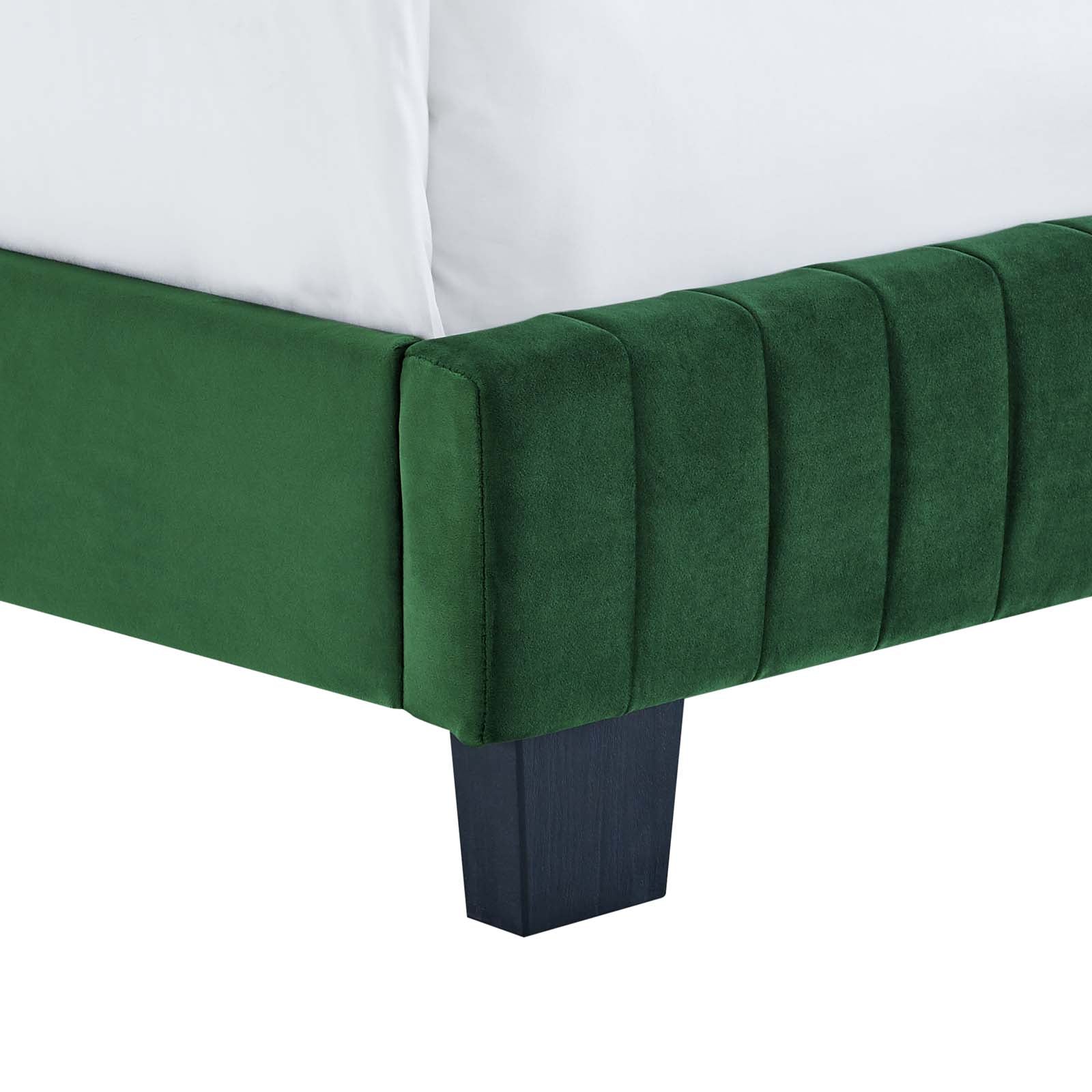Modway Beds - Celine Channel Tufted Performance Velvet Full Bed Emerald