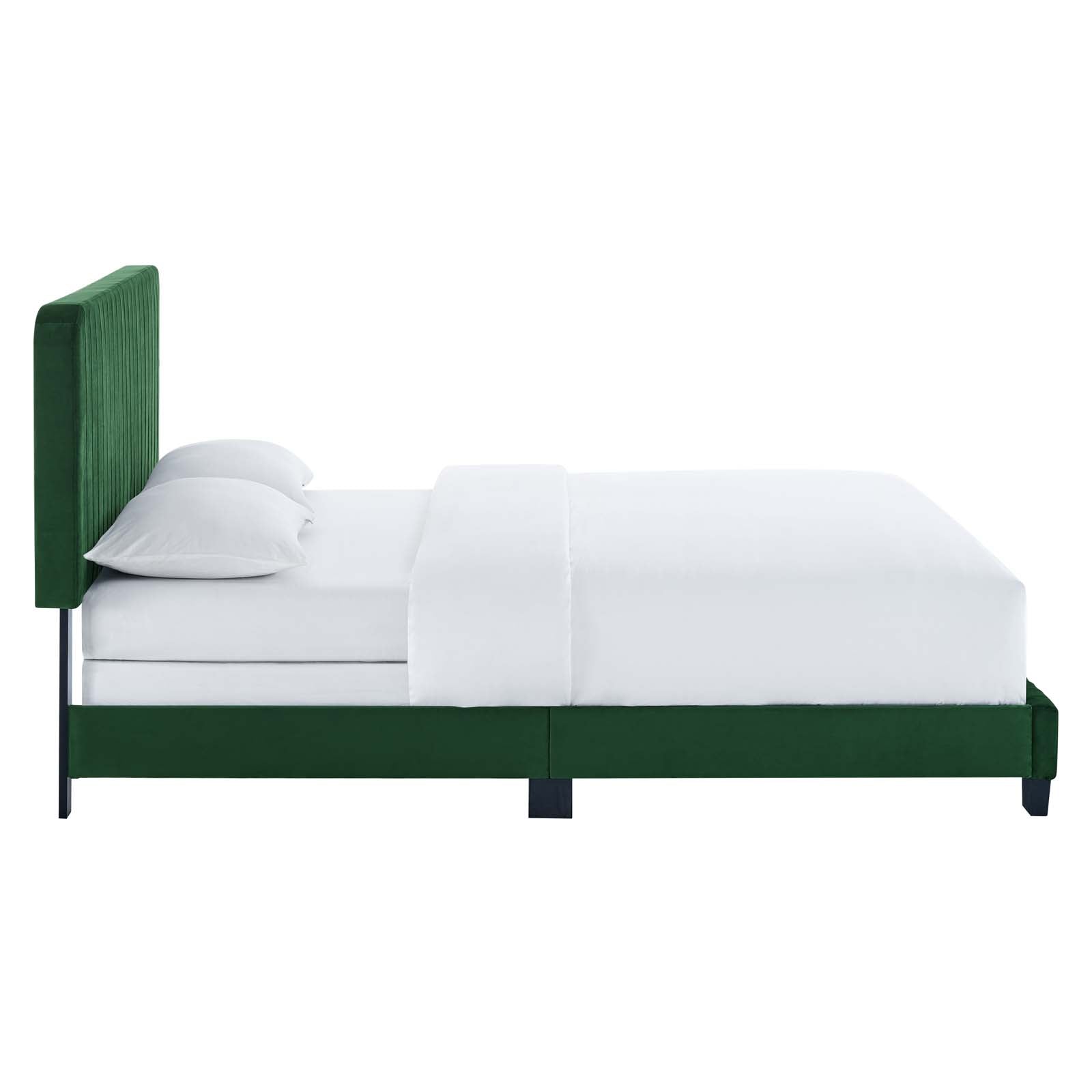 Modway Beds - Celine Channel Tufted Performance Velvet Full Bed Emerald