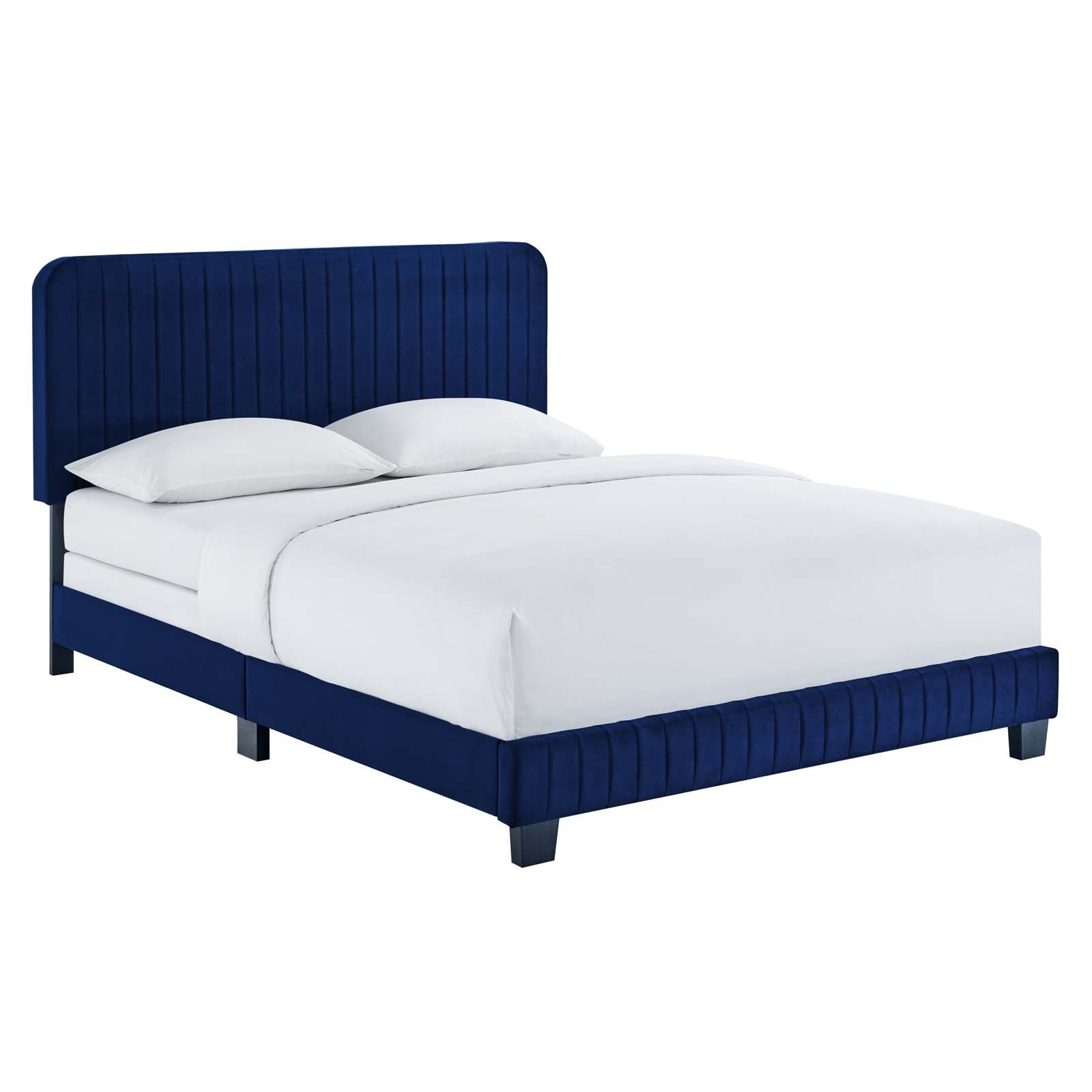 Modway Beds - Celine Channel Tufted Performance Velvet Full Bed Navy