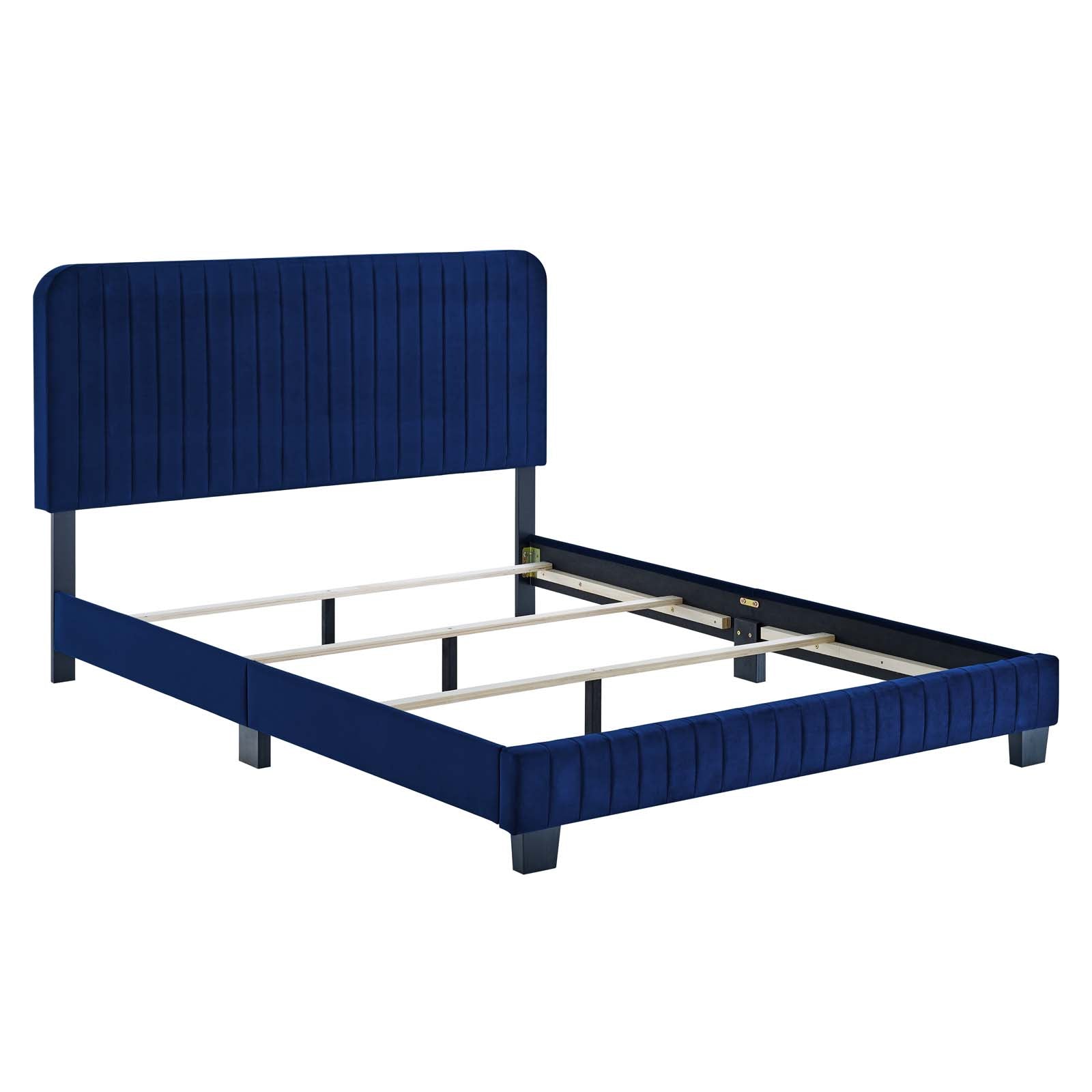 Modway Beds - Celine Channel Tufted Performance Velvet Full Bed Navy